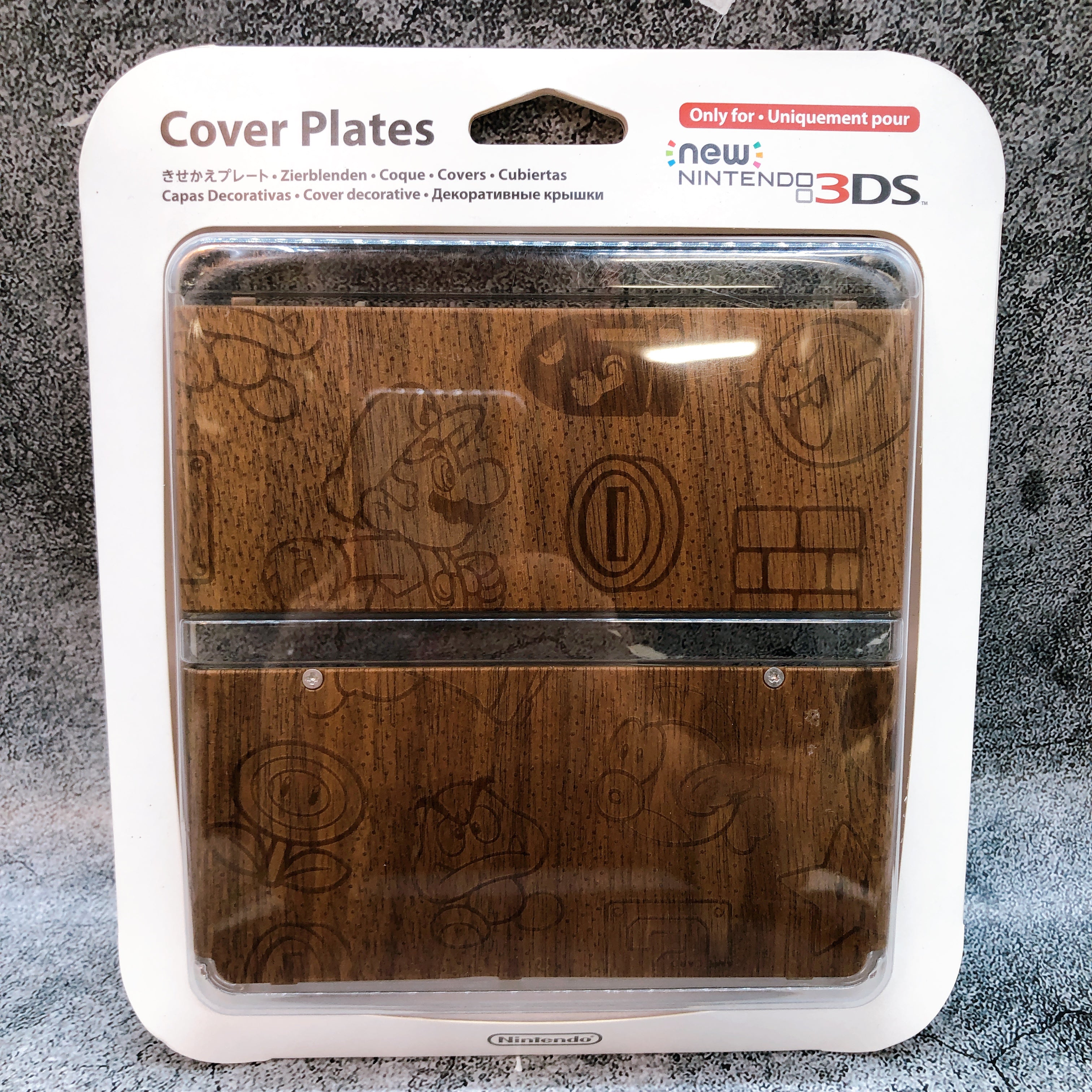 New Nintendo 3DS Mario Monogram Wood Wooden Kisekae Cover Plates No. 024 NEW
