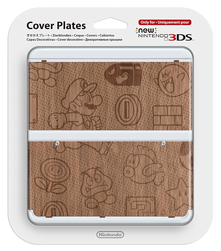 New Nintendo 3DS Mario Monogram Wood Wooden Kisekae Cover Plates No. 024 NEW