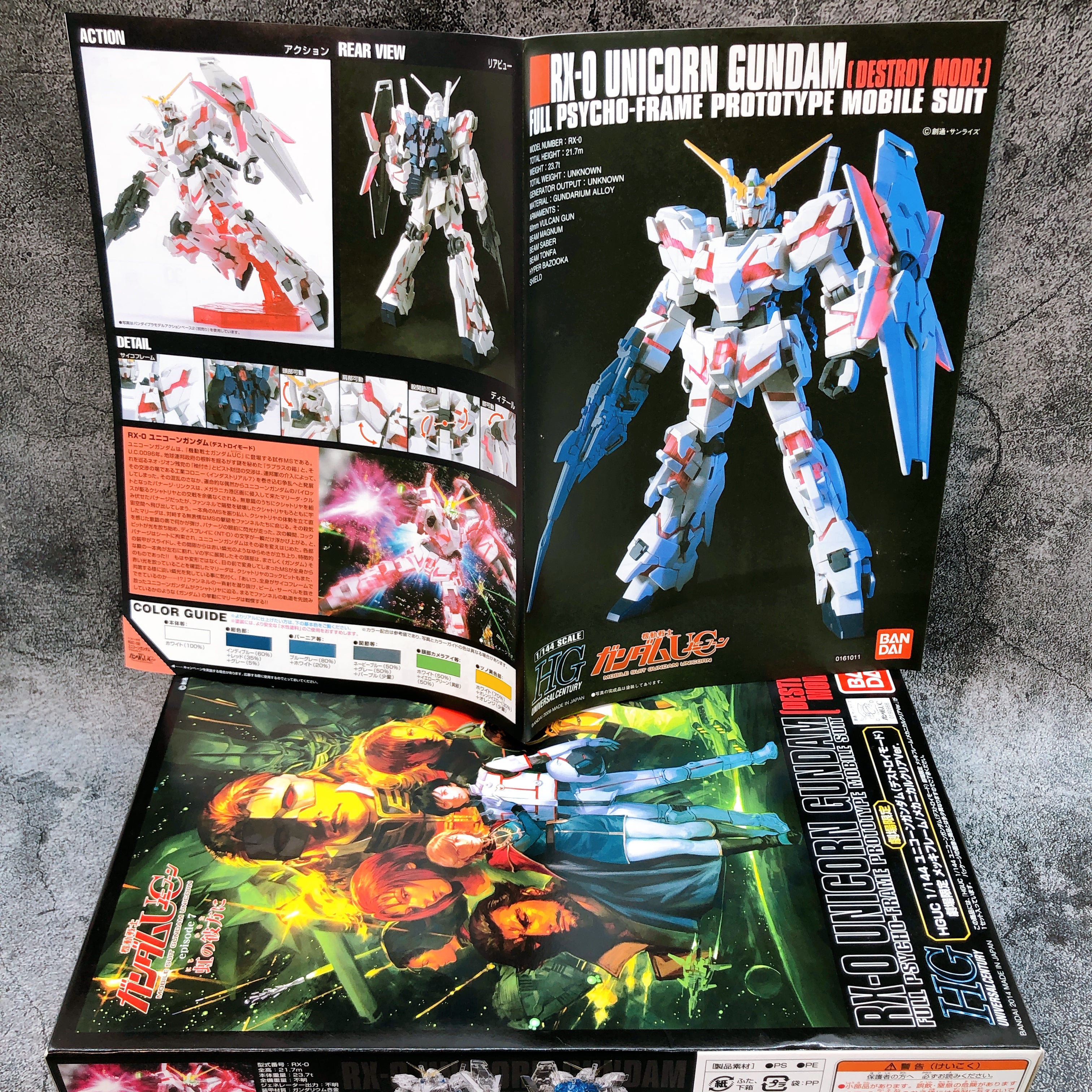 HGUC 1/144 Unicorn Gundam Destroy Mode Plating Frame Mechanical Clear Kit NEW