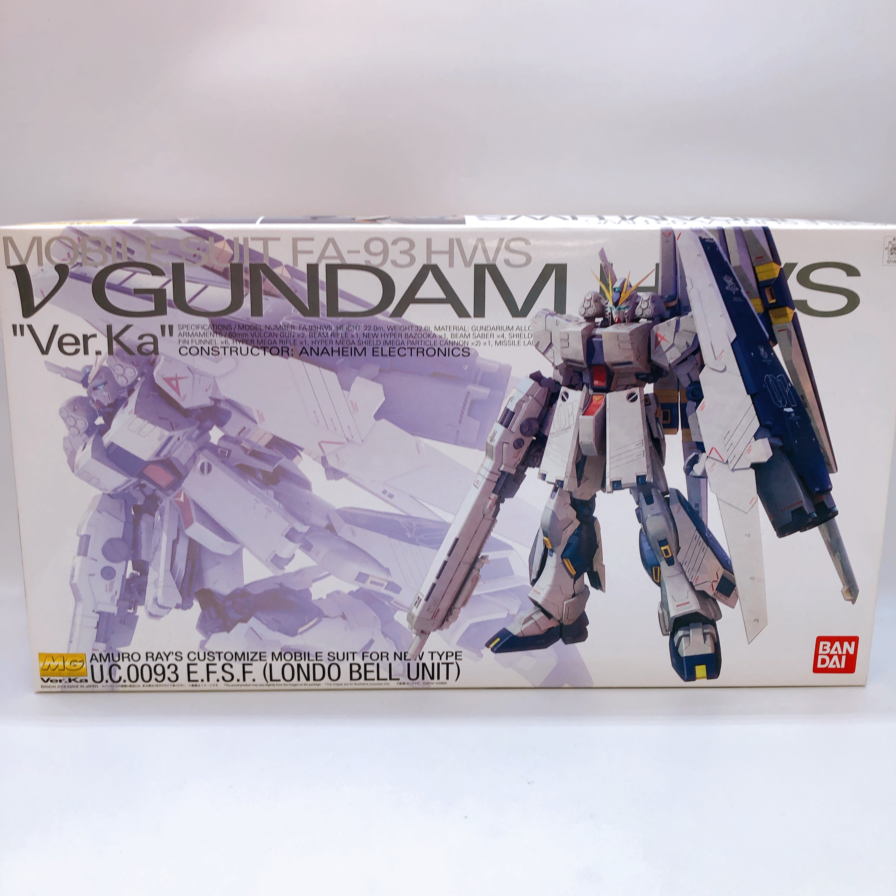MG 1/100 FA-93 HWS Nu Gundam HWS Ver.Ka Model Kit Premium Bandai from Japan NEW