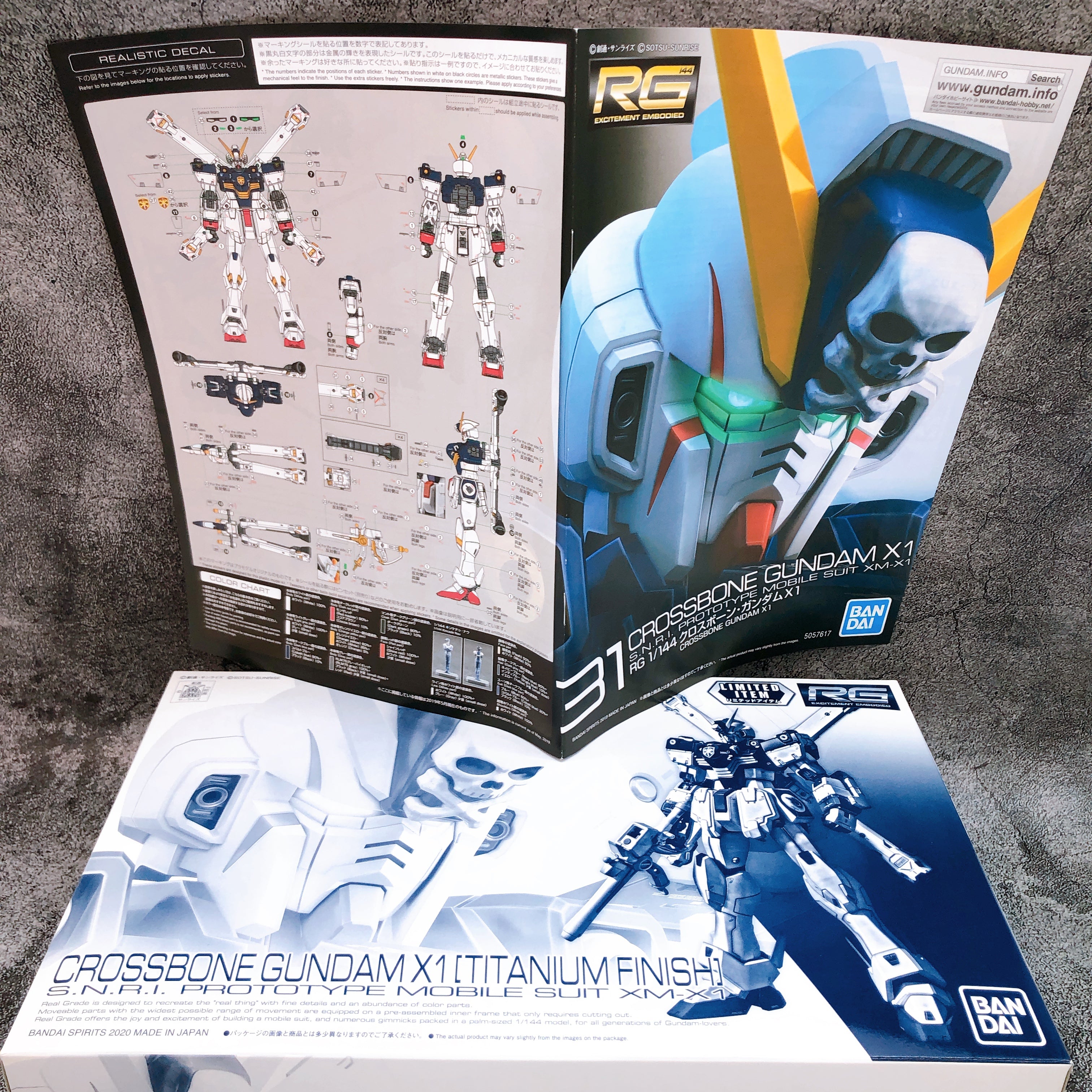 RG 1/144 Crossbone Gundam X1 Titanium Finish Model Kit Premium Bandai Japan NEW