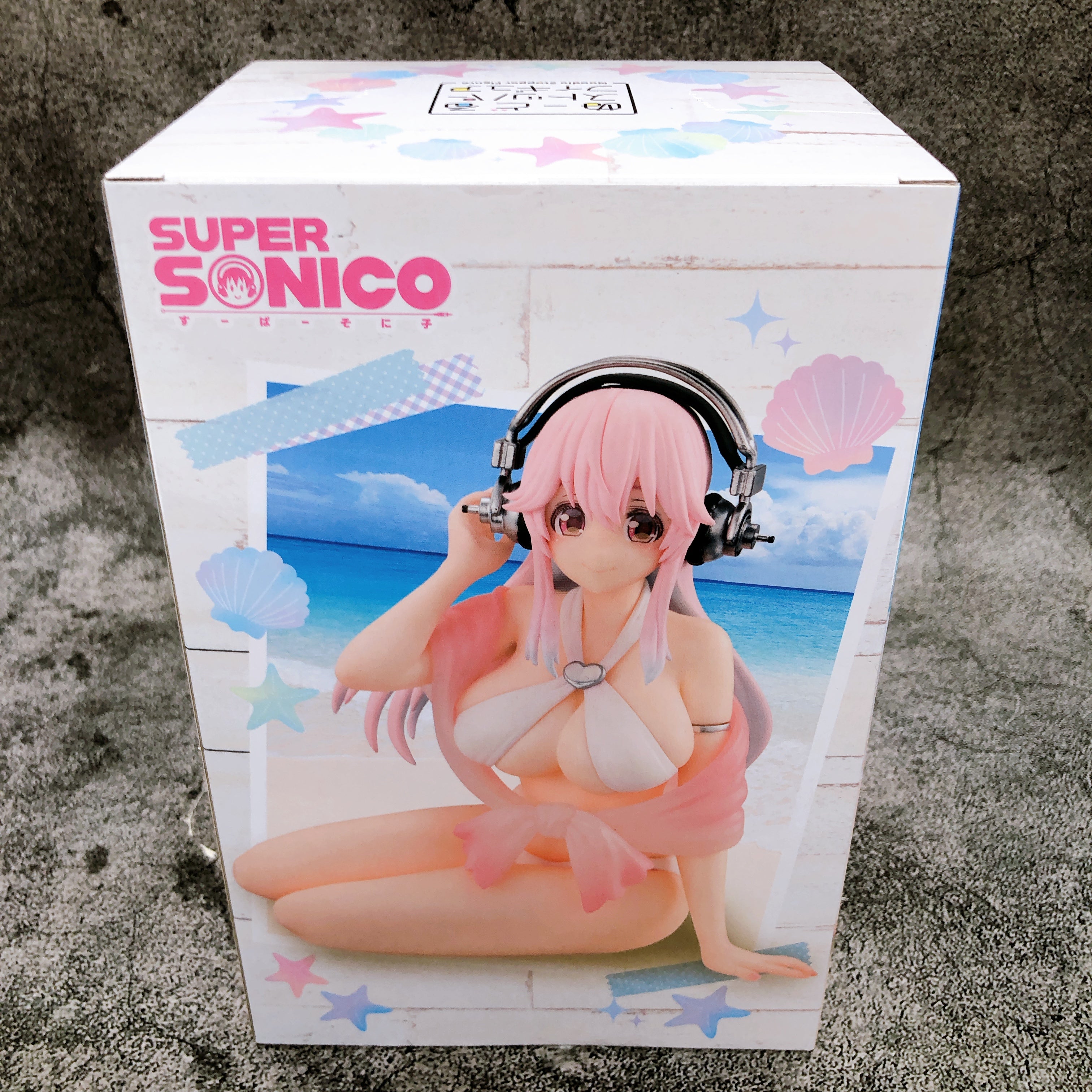 Super Sonico White Bikini ver. Noodle Stopper Figure FuRyu Japan Sealed FASTSHIP