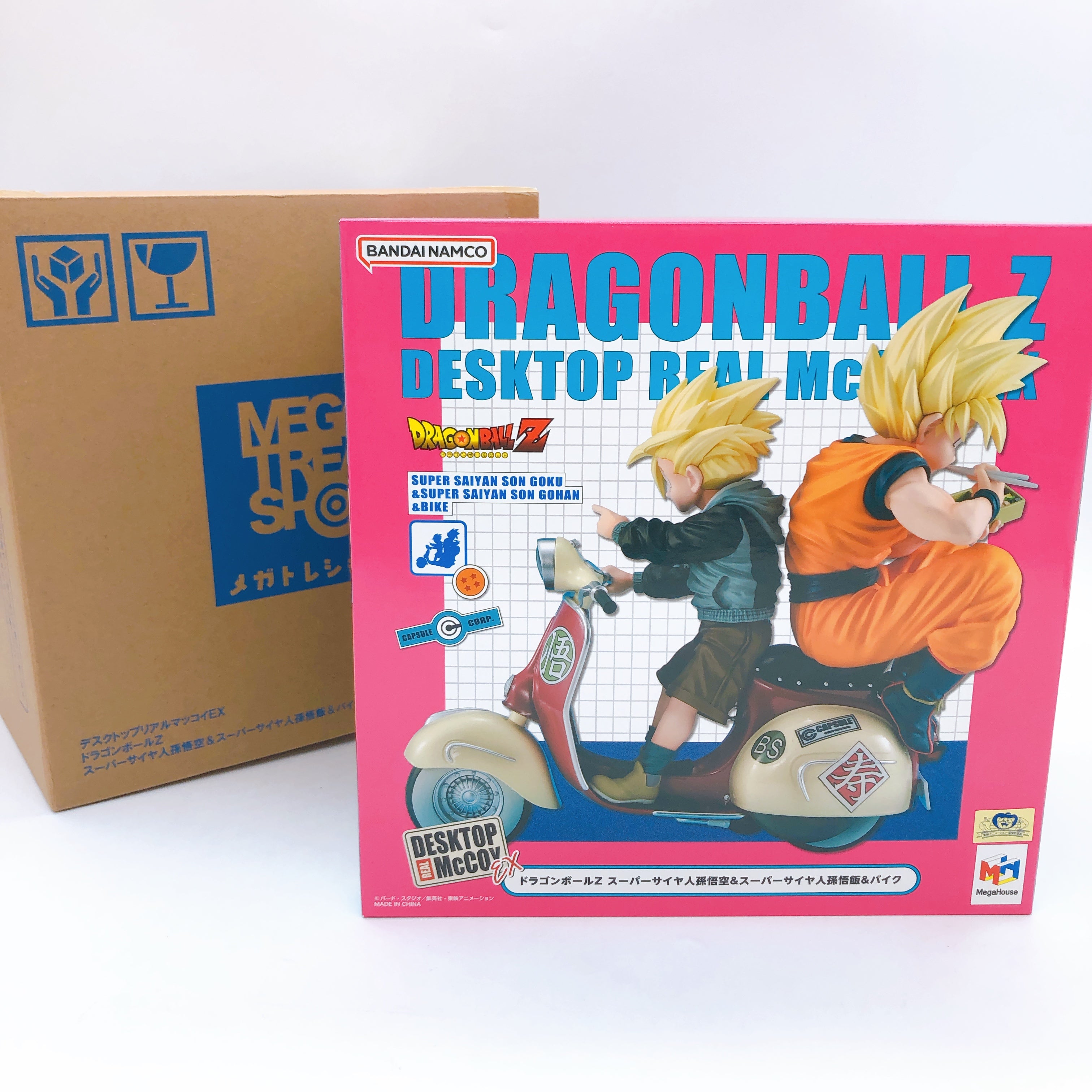 DESKTOP REAL McCOY EX Dragon Ball Z Super Saiyan Son Gokou & Gohan & Bike Figure