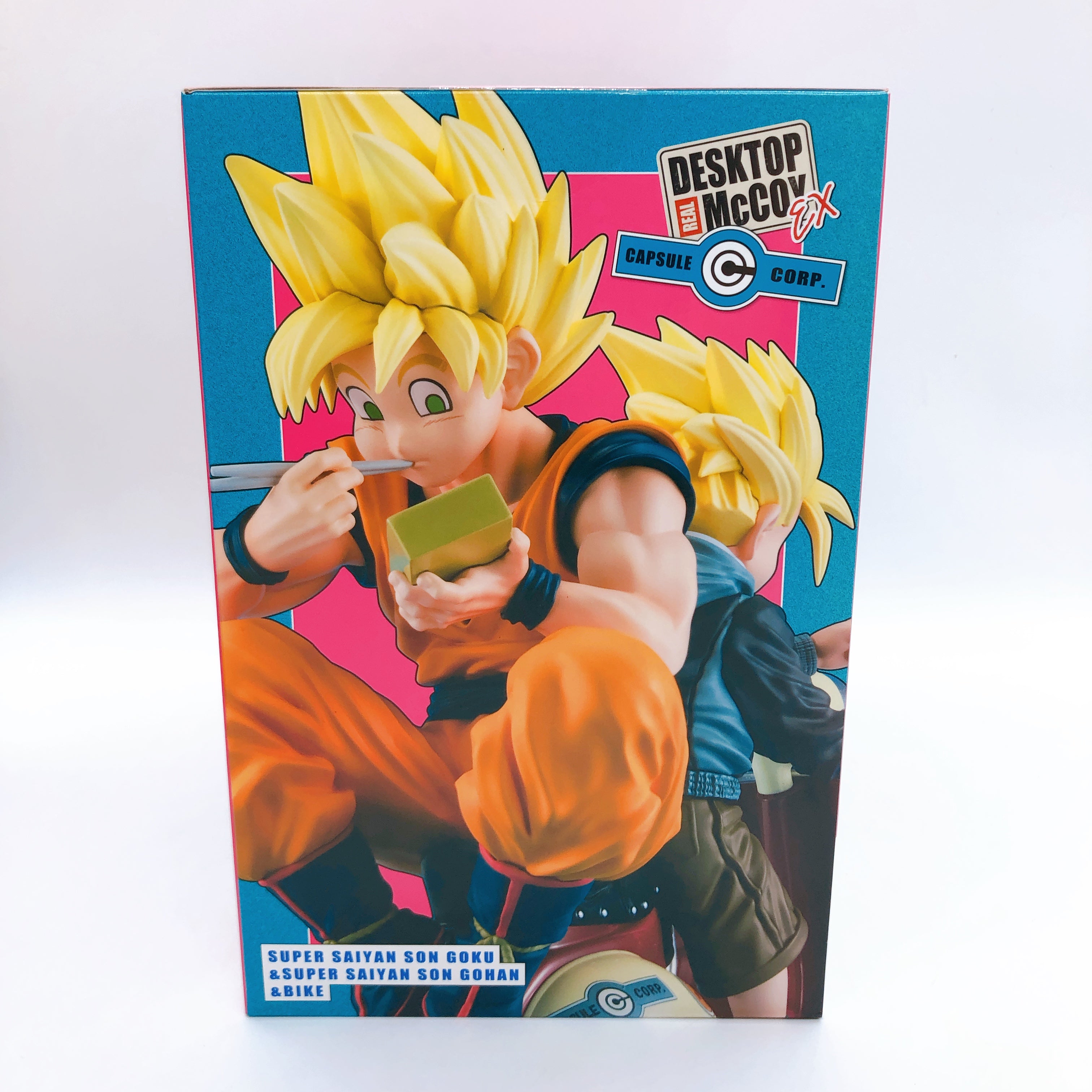 DESKTOP REAL McCOY EX Dragon Ball Z Super Saiyan Son Gokou & Gohan & Bike Figure