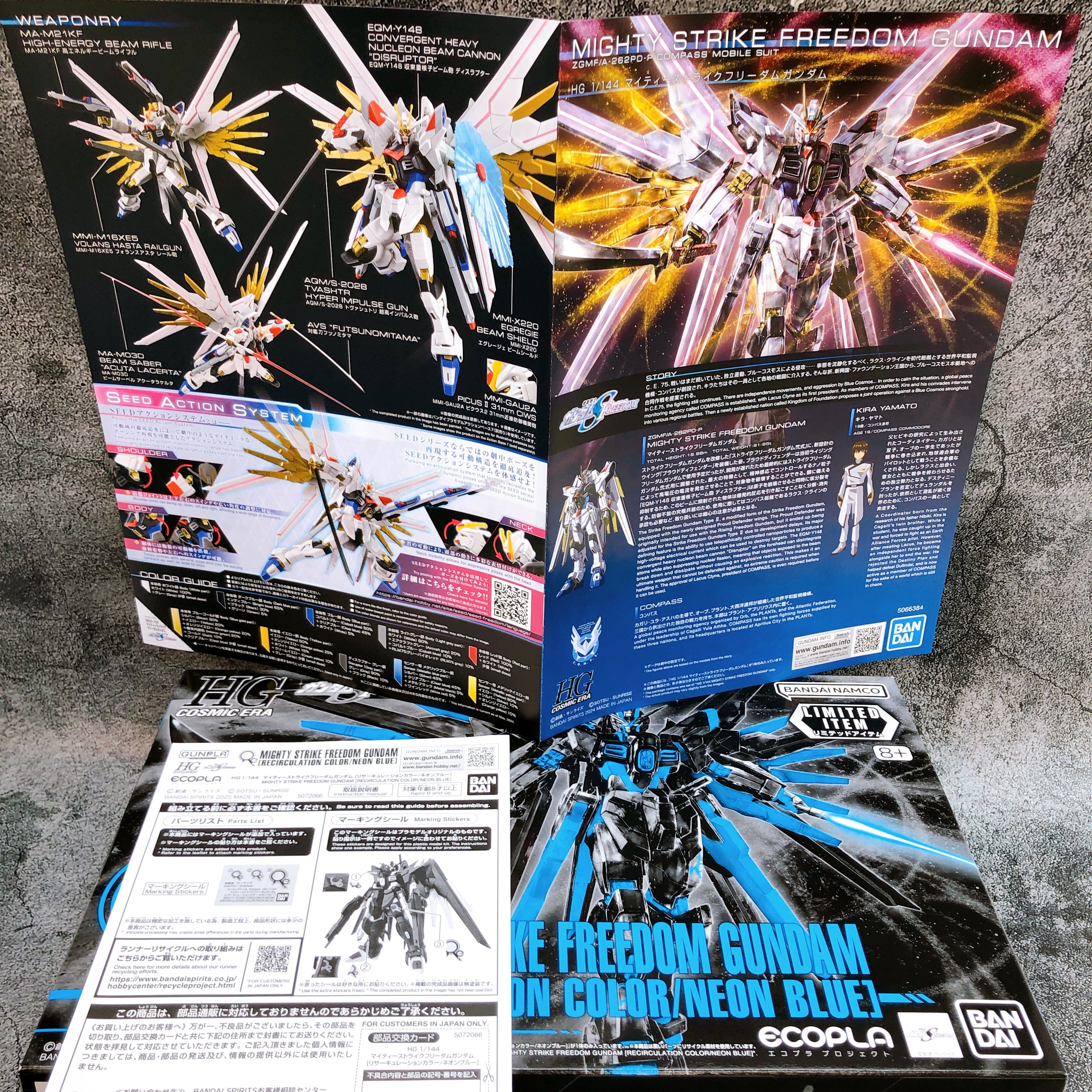 HG 1/144 Mighty Strike Freedom Gundam Recirculation Color Neon Blue Limited Kit