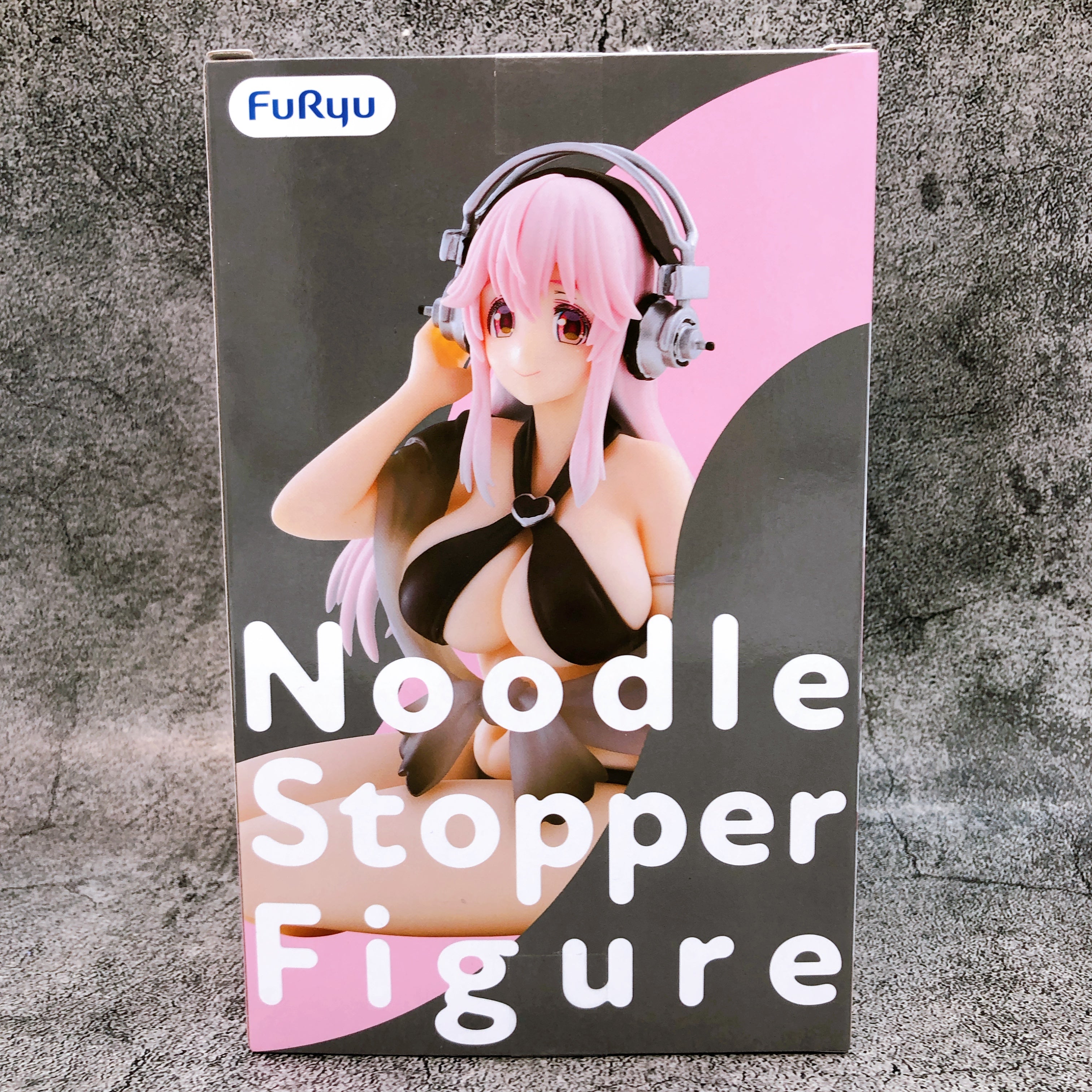 Super Sonico Black Bikini ver. Noodle Stopper Figure FuRyu Japan AUTHENTIC 15+