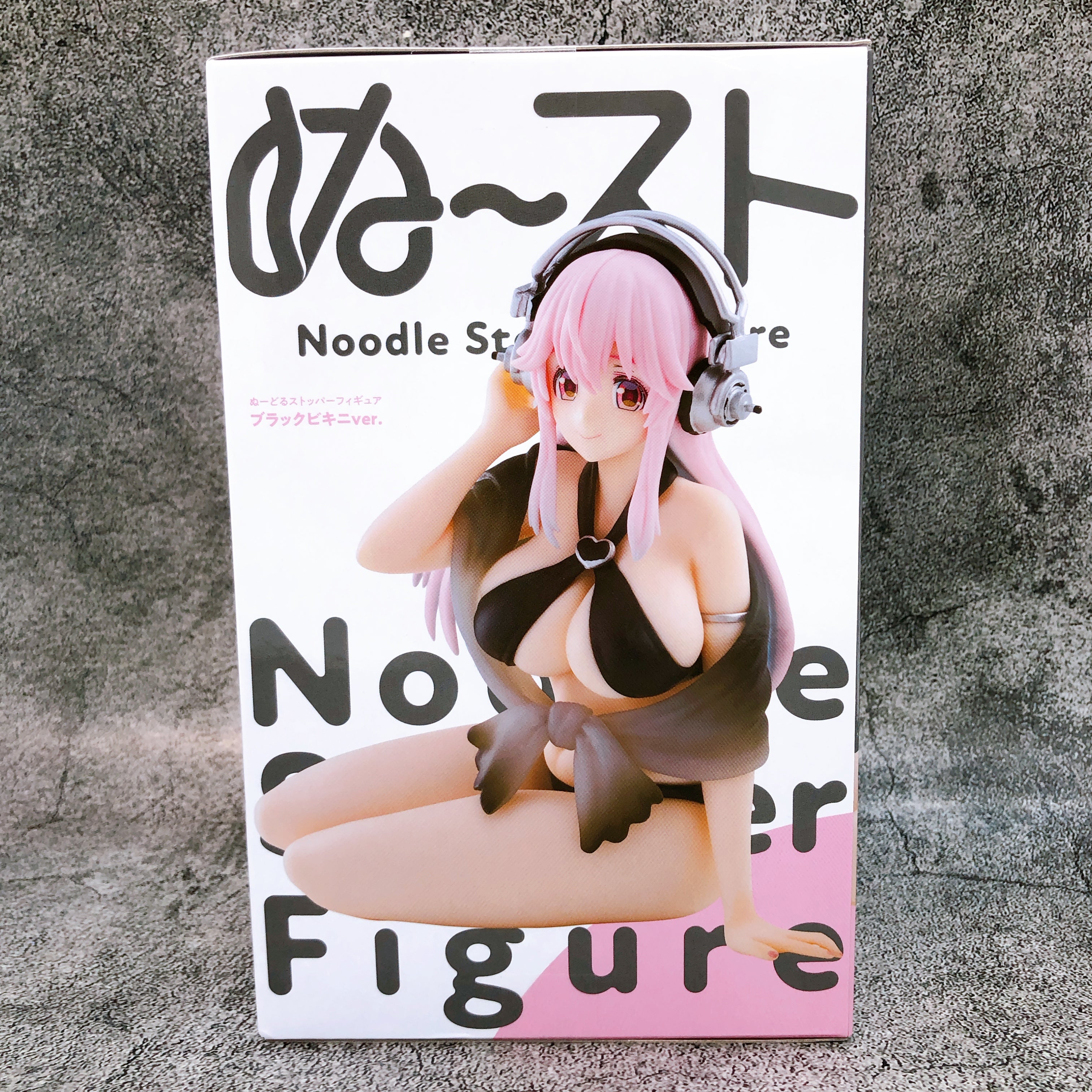 Super Sonico Black Bikini ver. Noodle Stopper Figure FuRyu Japan AUTHENTIC 15+