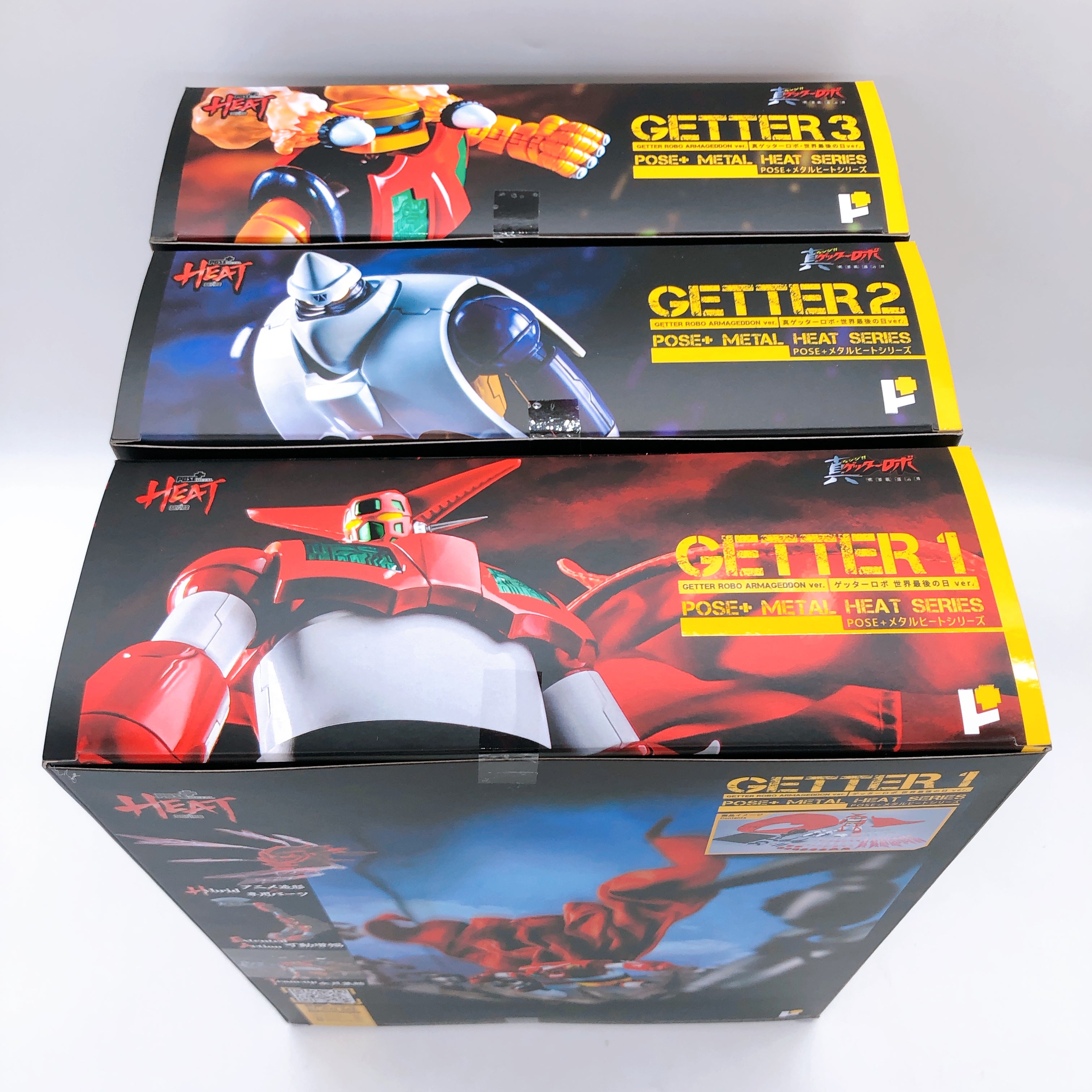 POSE+ METAL HEAT Series Getter 1 2 3 Set Getter Robo Armageddon Figure Japan NEW