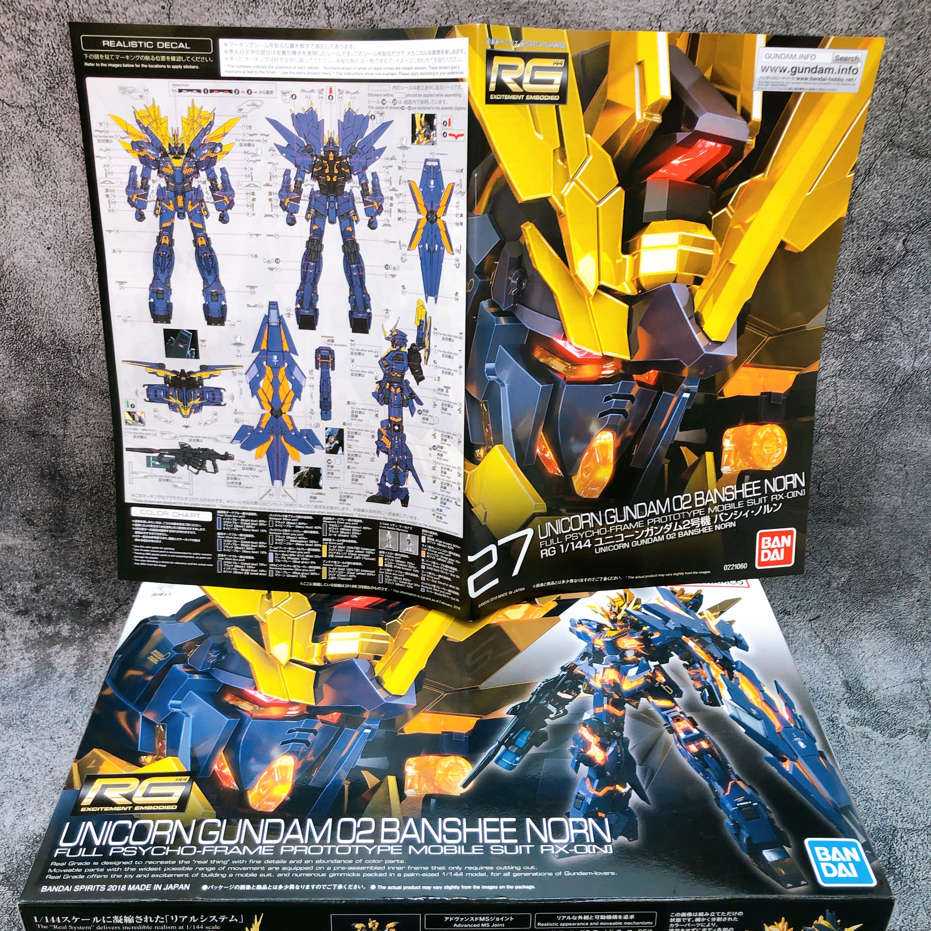 RG 1/144 Unicorn Gundam 02 Banshee Norn & Armed Armor VN/BS Set Kit Bandai NEW