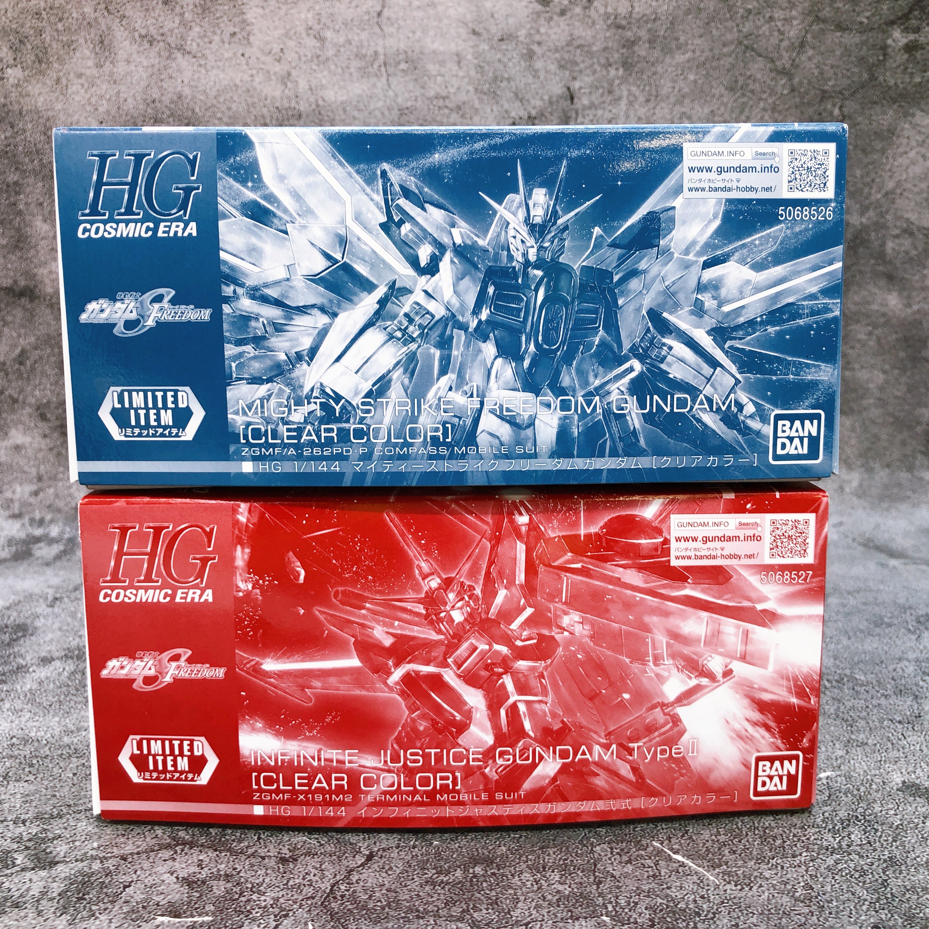 HG 1/144 Mighty Strike Freedom & Infinite Justice Gundam Type-2 Clear Color Set