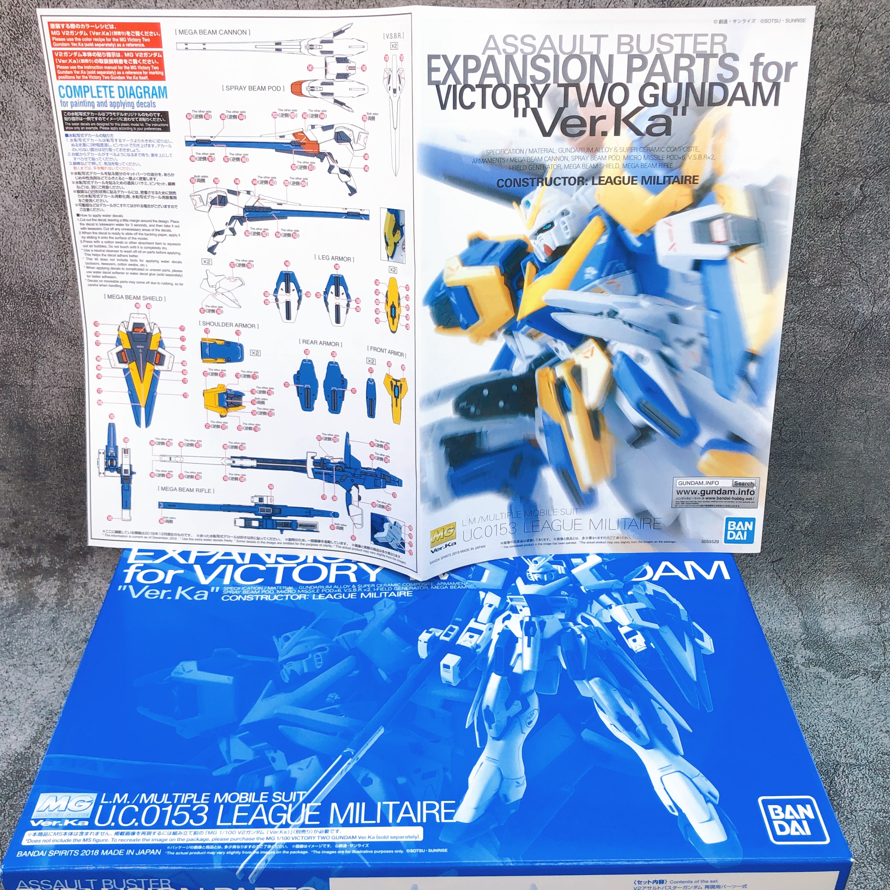 MG 1/100 V2 Gundam Ver.Ka Expansion Parts & Effect Unit Set Kit Premium Bandai