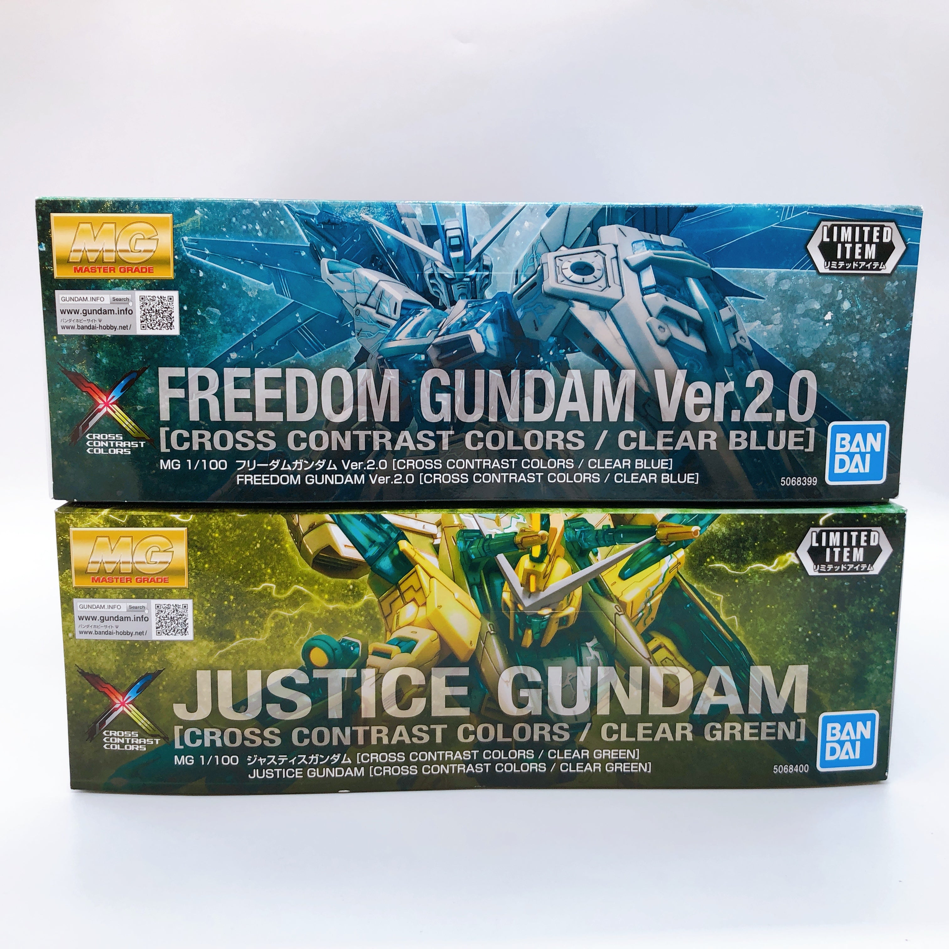 MG 1/100 Freedom Gundam & Justice Gundam Ver.2.0 Cross Contrast Color Set Bandai