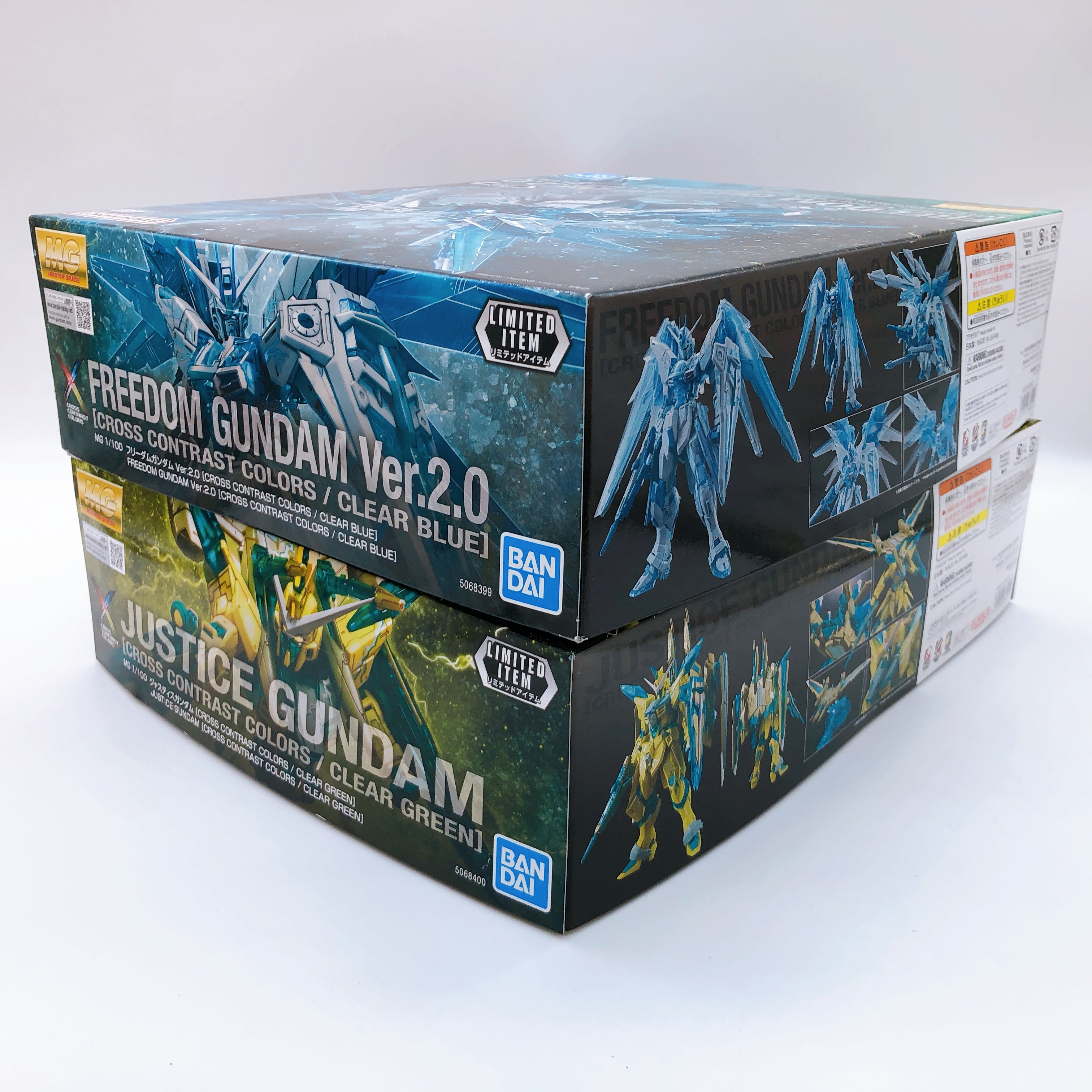 MG 1/100 Freedom Gundam & Justice Gundam Ver.2.0 Cross Contrast Color Set Bandai