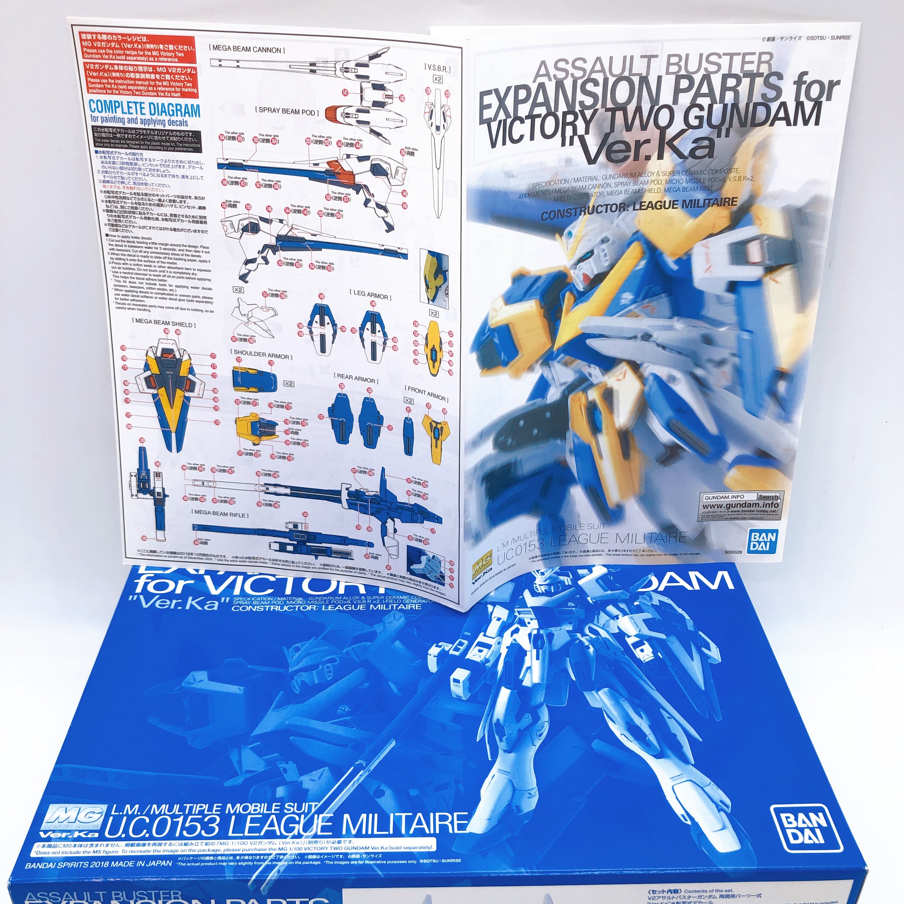 MG 1/100 V2 Gundam Ver.Ka & Expansion Parts Set of 3 Model Kit Premium Bandai