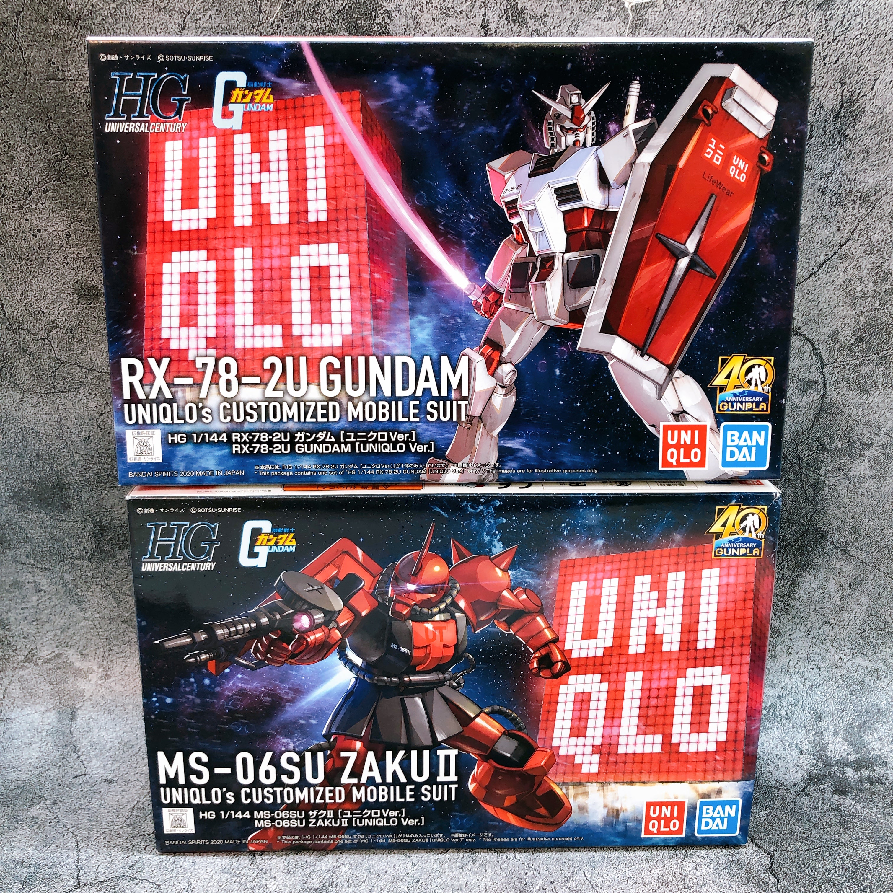 HG 1/144 Gundam UNIQLO Ver. & Zaku II UNIQLO Ver. Set Model Kit 15+ Bandai Japan