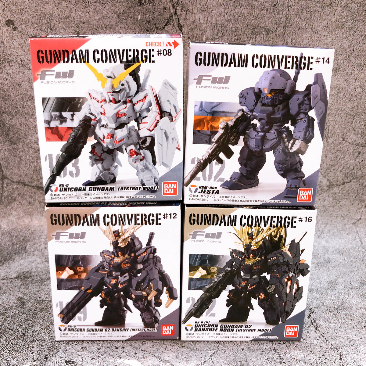 FW GUNDAM CONVERGE Unicorn Gundam & Jesta & Banshee & Banshee Norn Set Figure