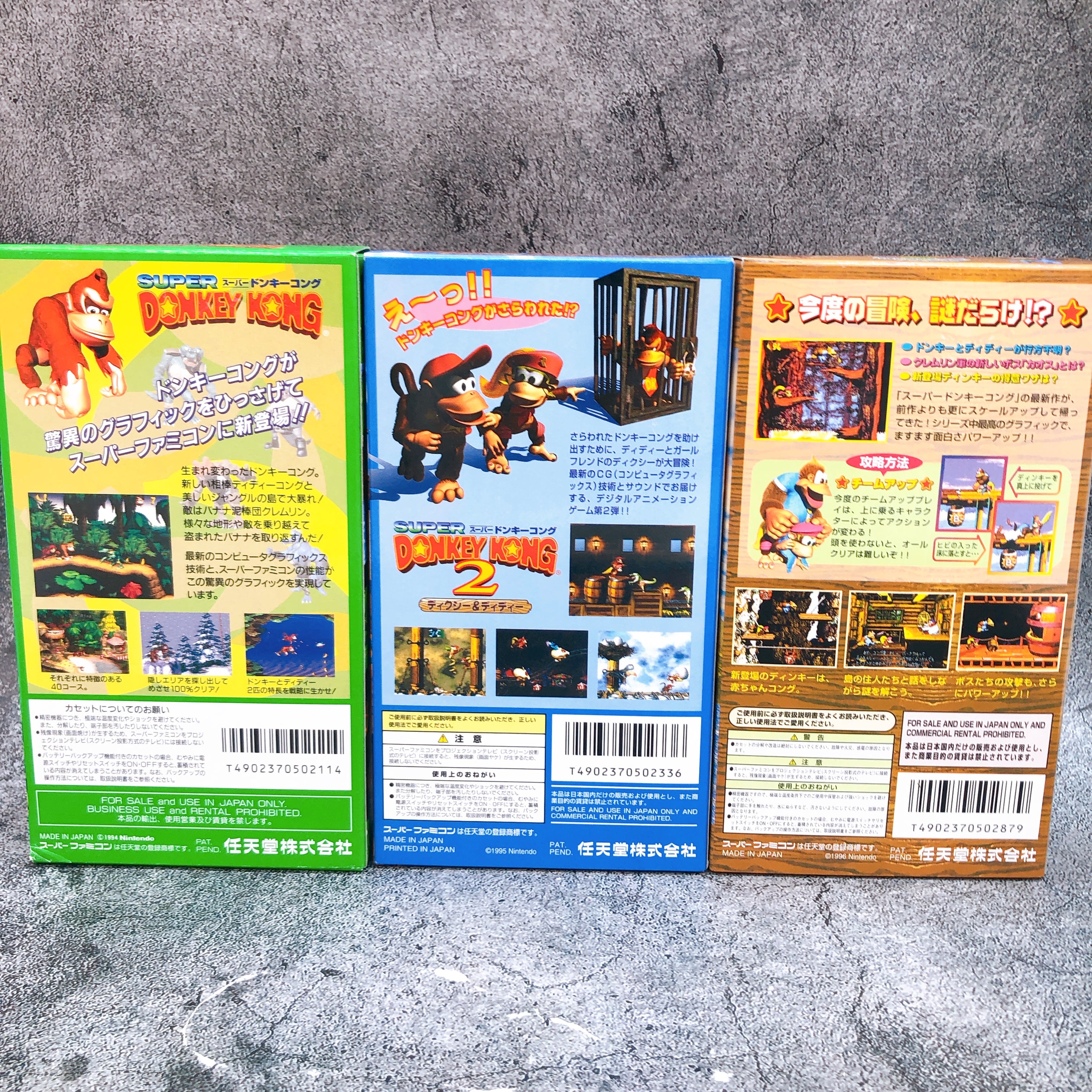 Nintendo Super Famicom Super Donkey Kong 1 & 2 & 3 SET Japan SNES Game in Stock