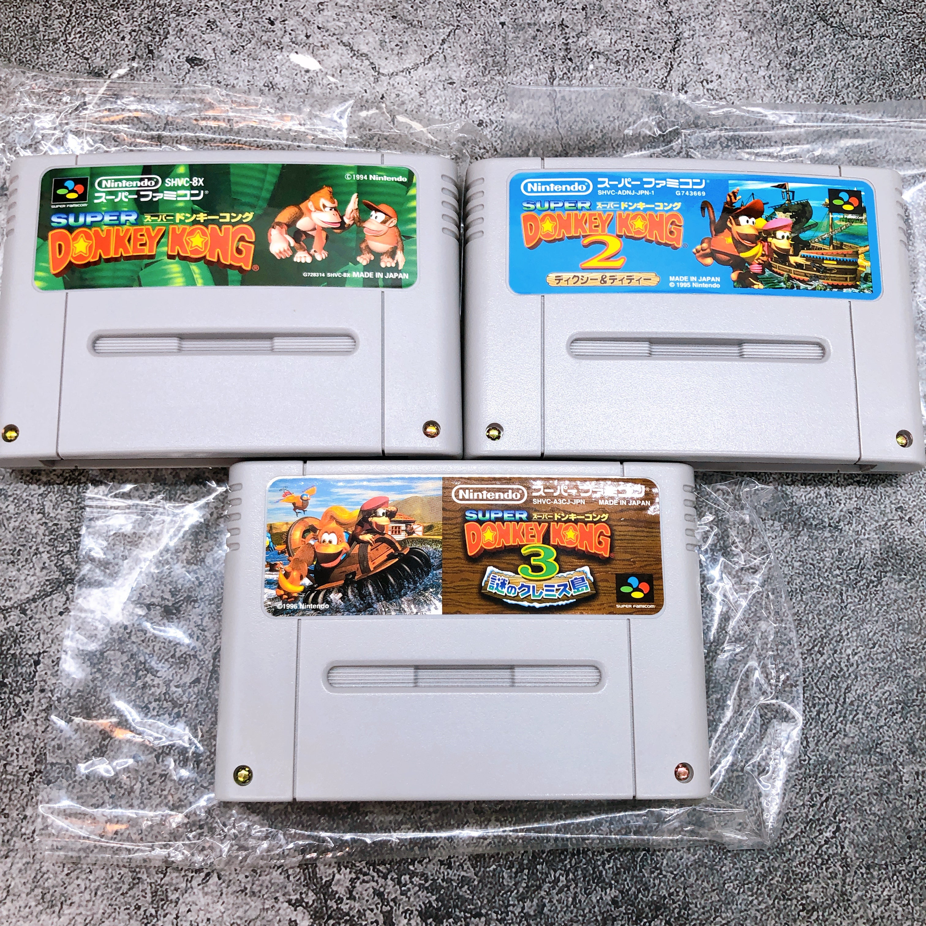 Nintendo Super Famicom Super Donkey Kong 1 & 2 & 3 SET Japan SNES Game in Stock