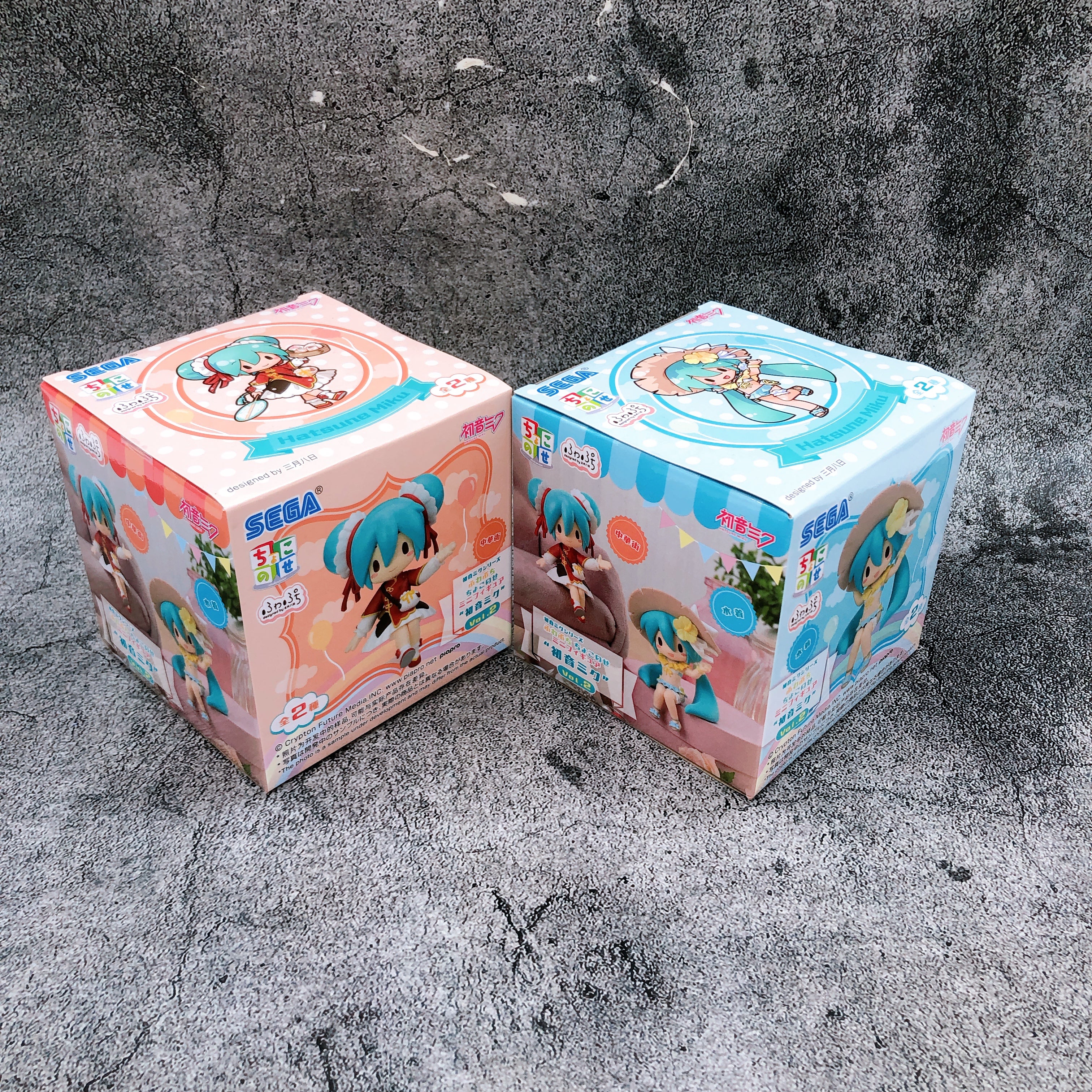Hatsune Miku chokonose Mini Figure vol.2 SET of 2 Fuwapuchi SEGA Japan Sealed