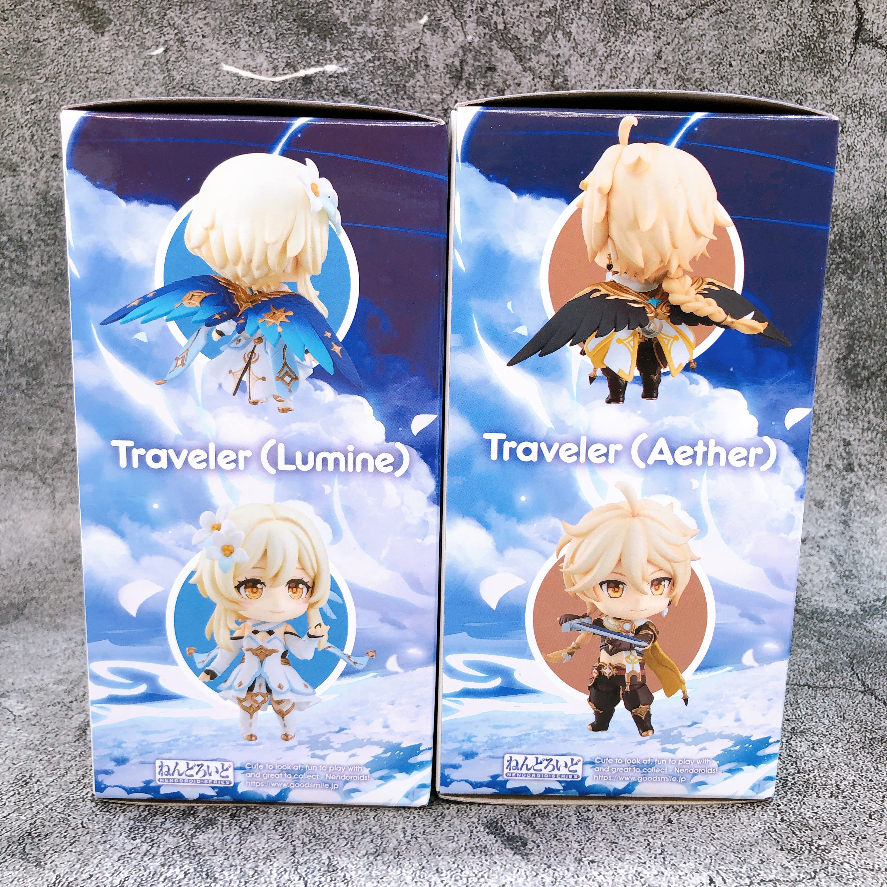 Genshin Impact Traveler Lumine & Aether Nendoroid 1717 1718 Figure Set of 2 NEW