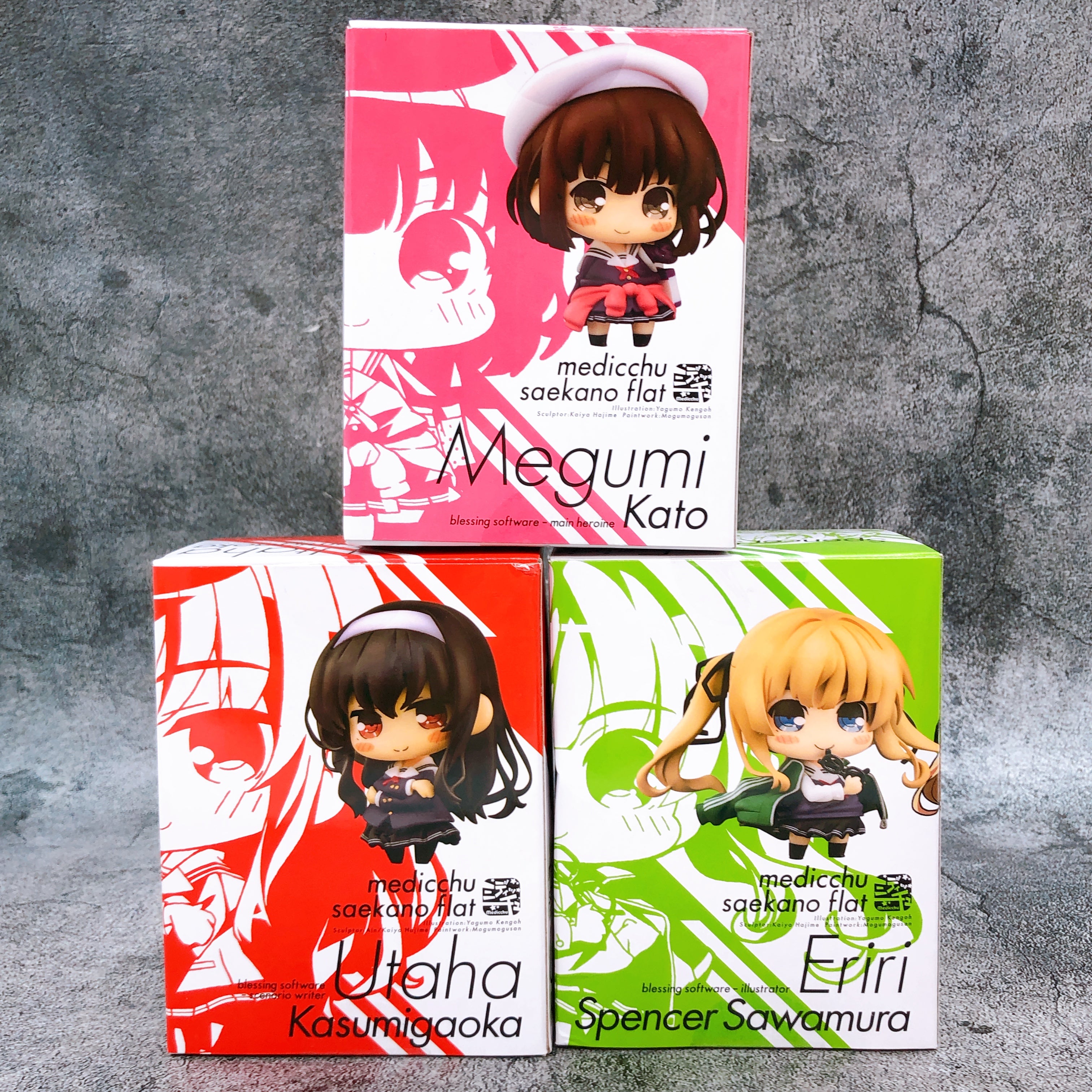 Medicchu Saekano Flat Megumi & Eriri & Utaha Set of 3 Figure Phat Company NEW