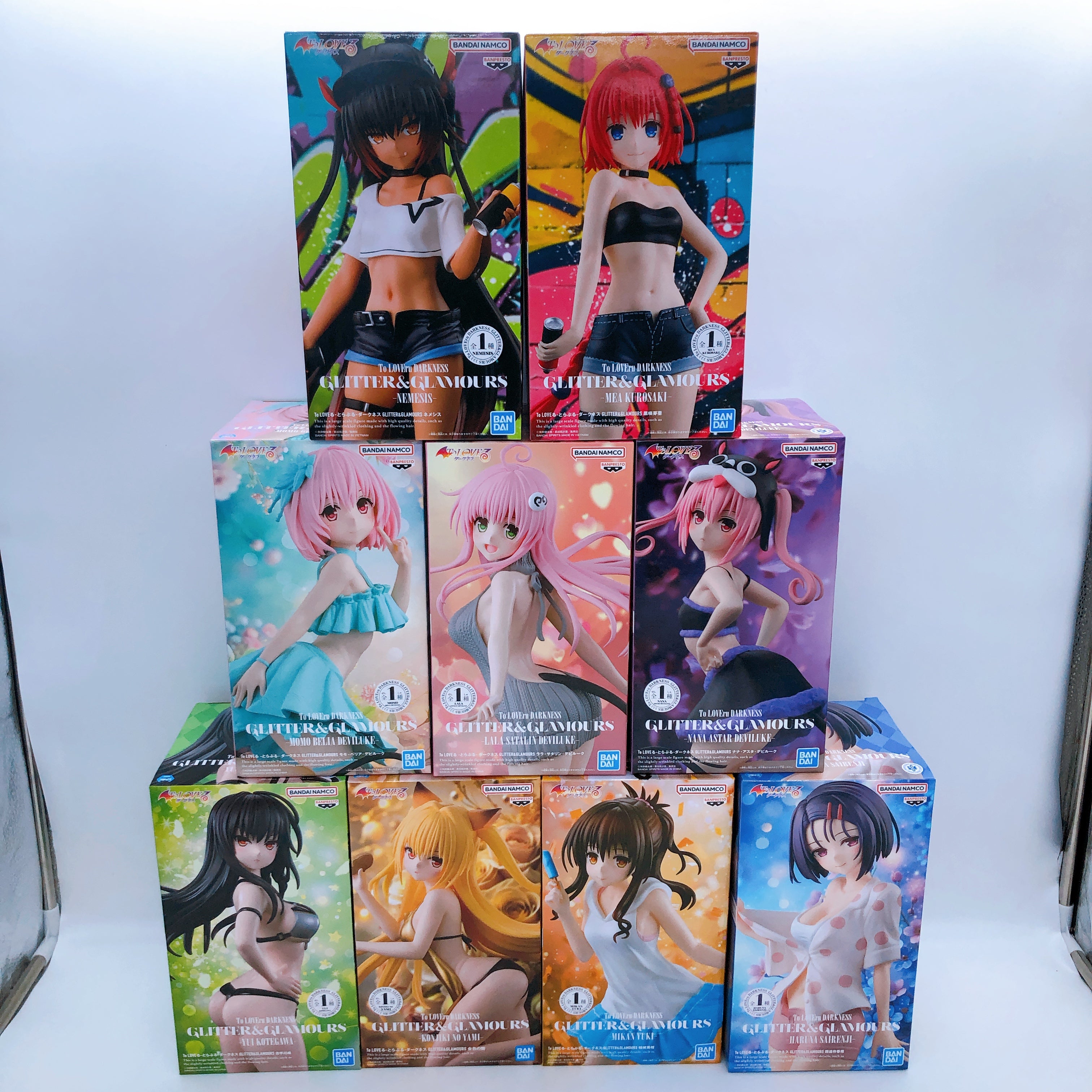 To Love Ru Darkness Glitter & Glamours Set of 9 Prize PVC Figure Banpresto NEW
