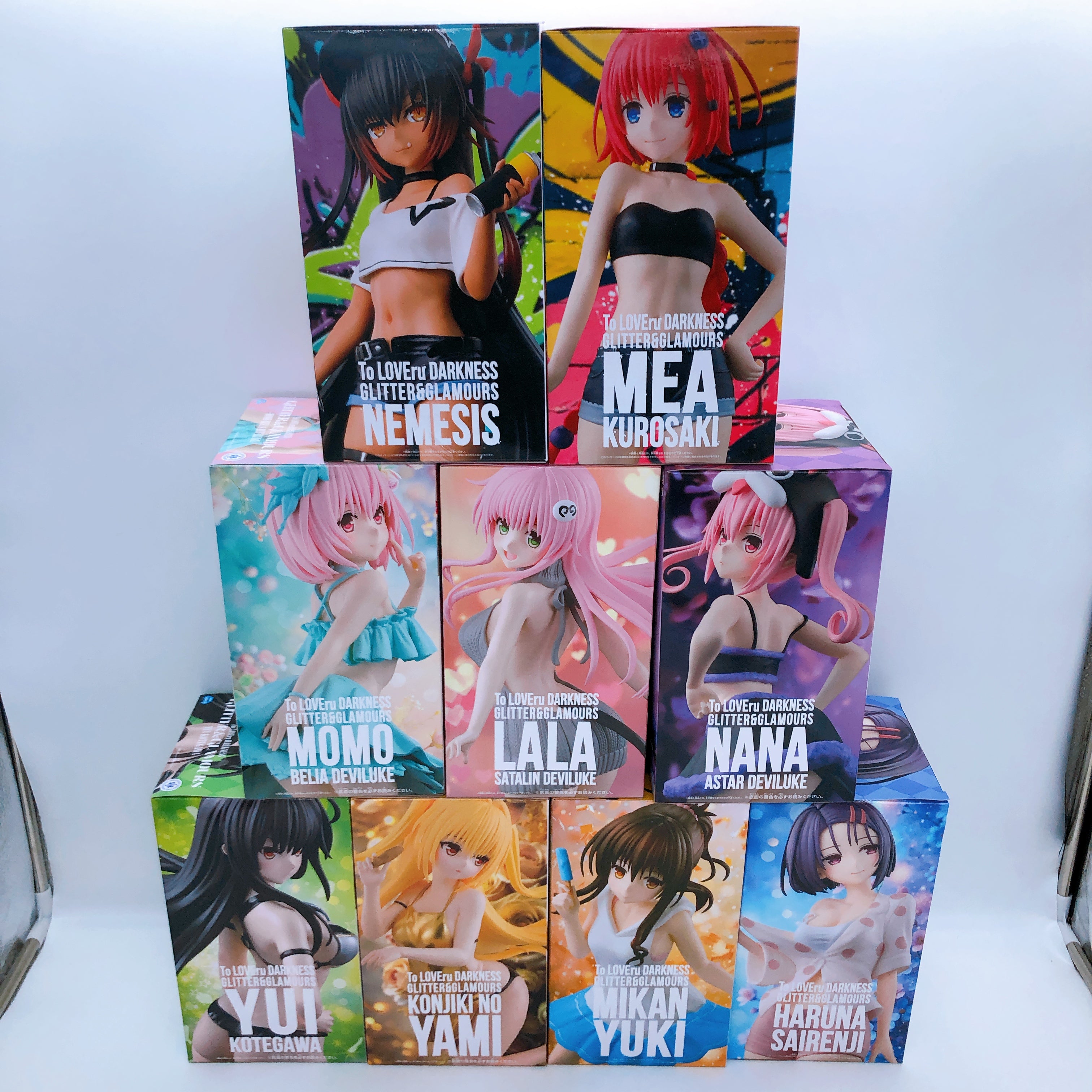 To Love Ru Darkness Glitter & Glamours Set of 9 Prize PVC Figure Banpresto NEW