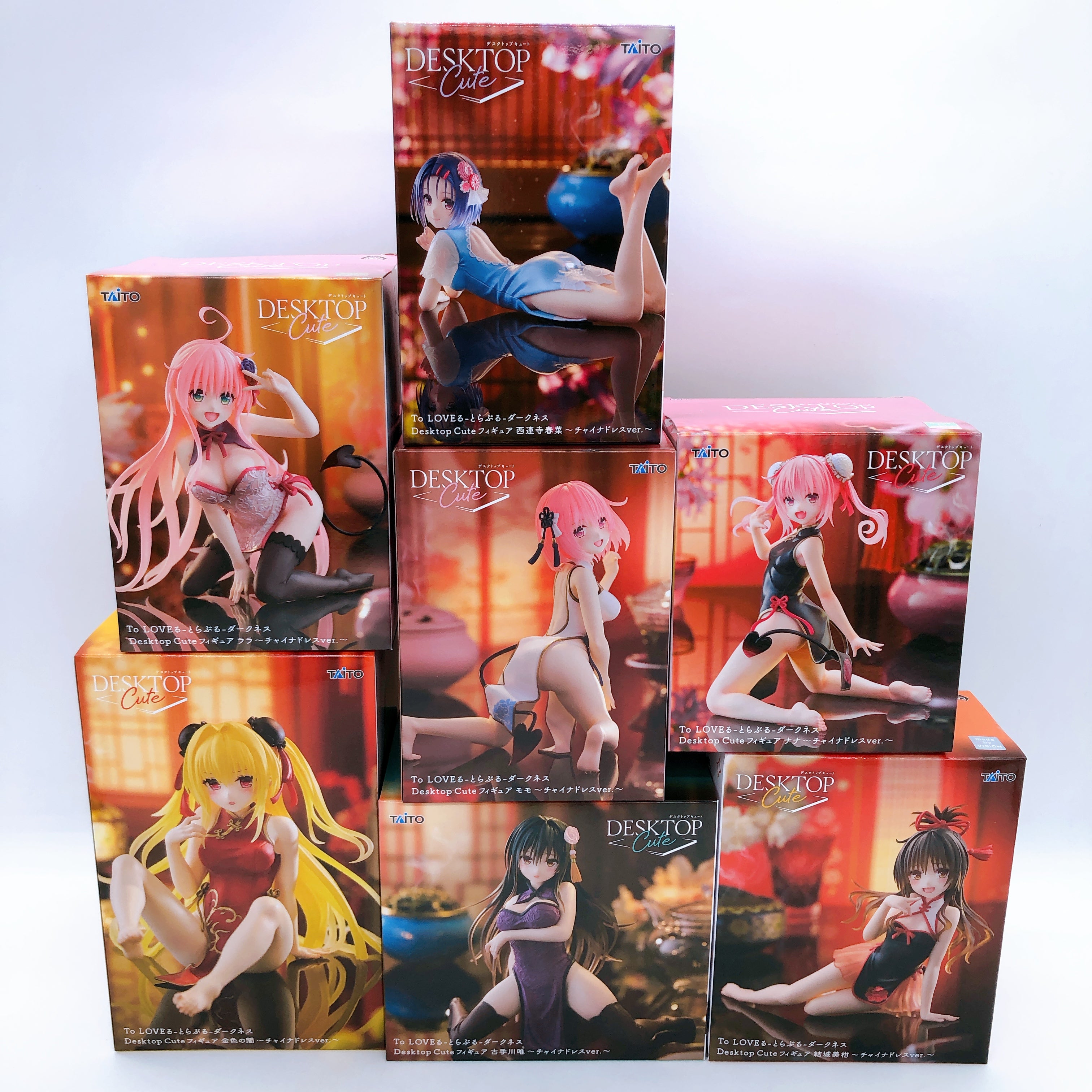 (SET of 7) To Love Ru Darkness China Chinese Dress ver. Desktop Cute Figure 7pcs