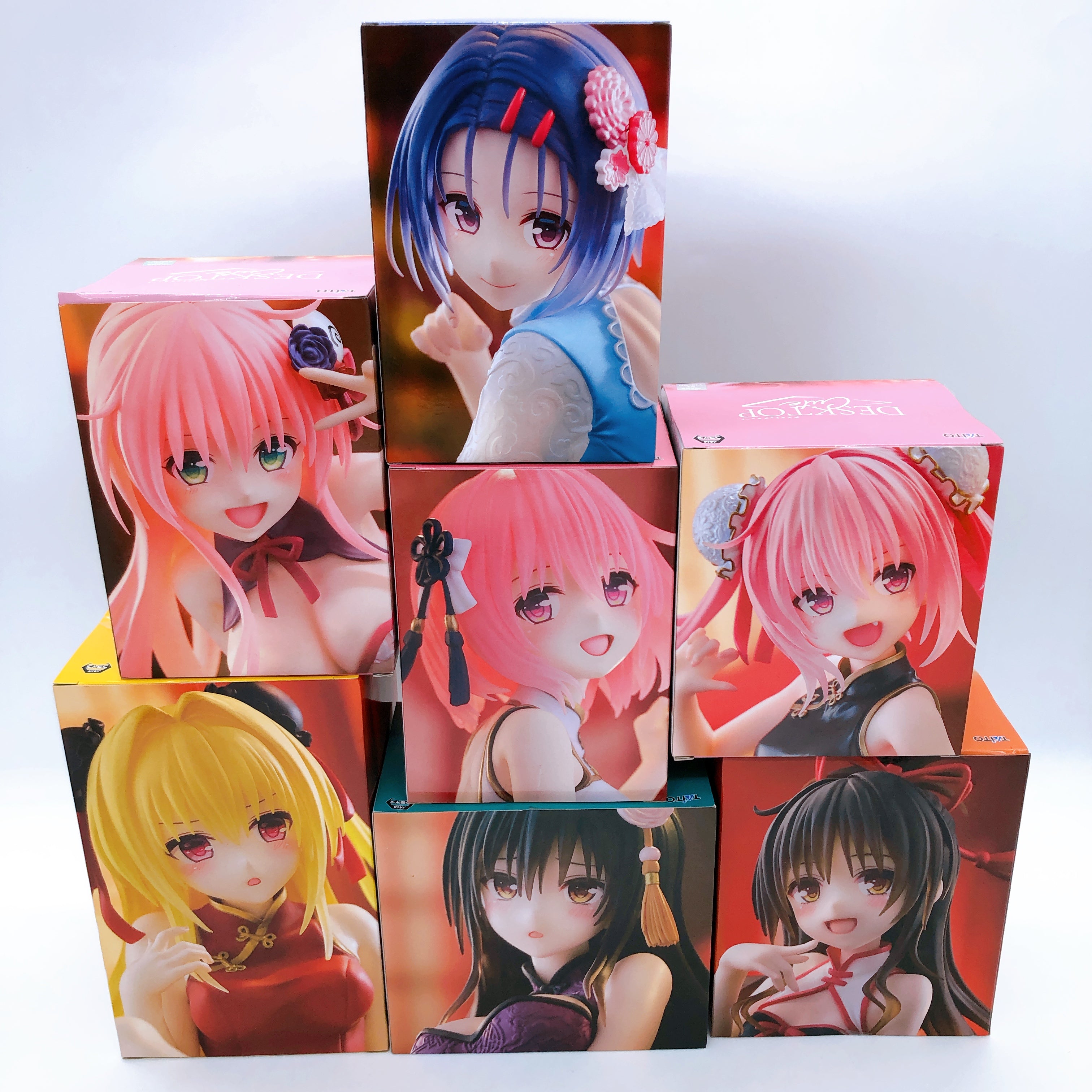 (SET of 7) To Love Ru Darkness China Chinese Dress ver. Desktop Cute Figure 7pcs