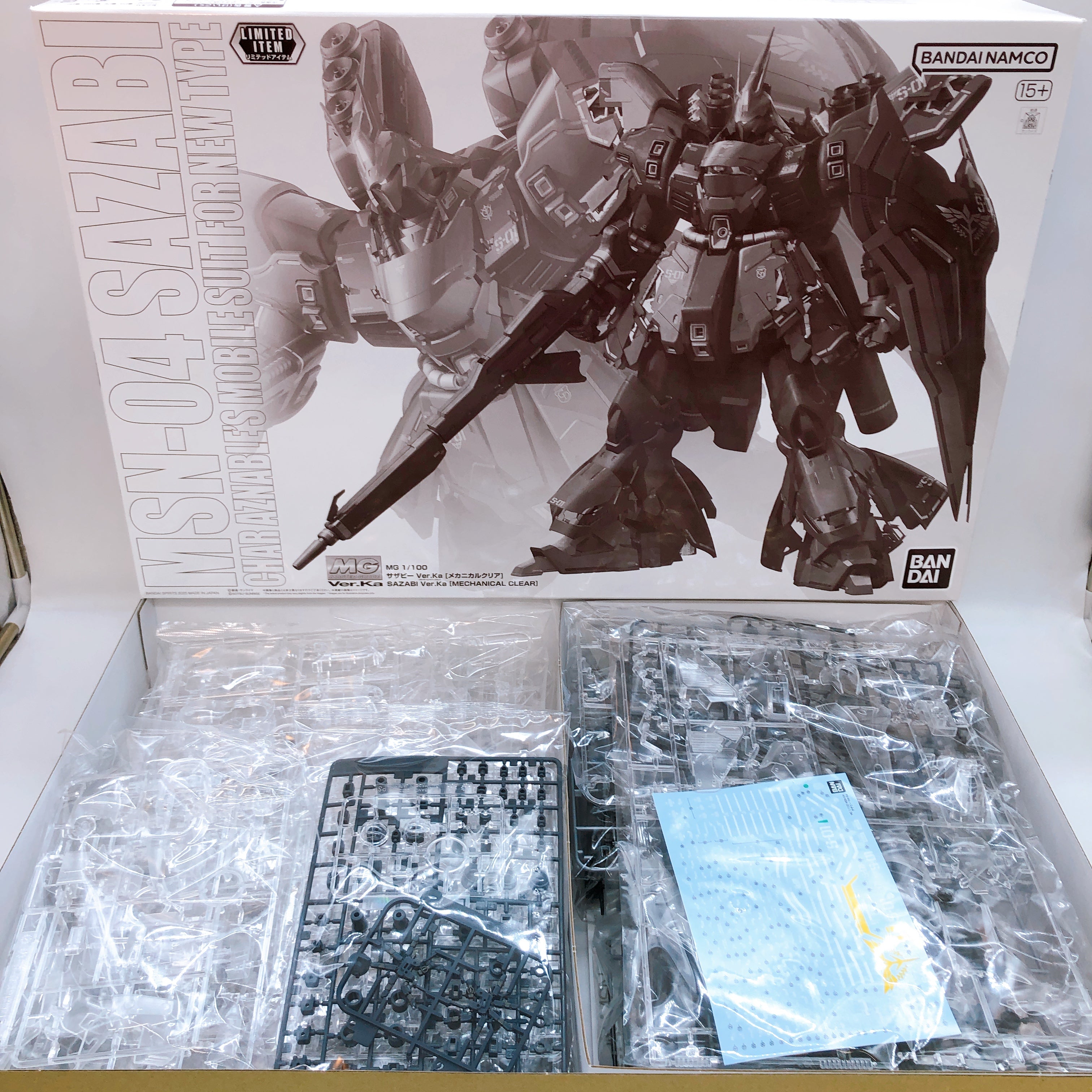 MG 1/100 Sazabi Ver.Ka Mechanical Clear Limited Model Kit Bandai NEW F