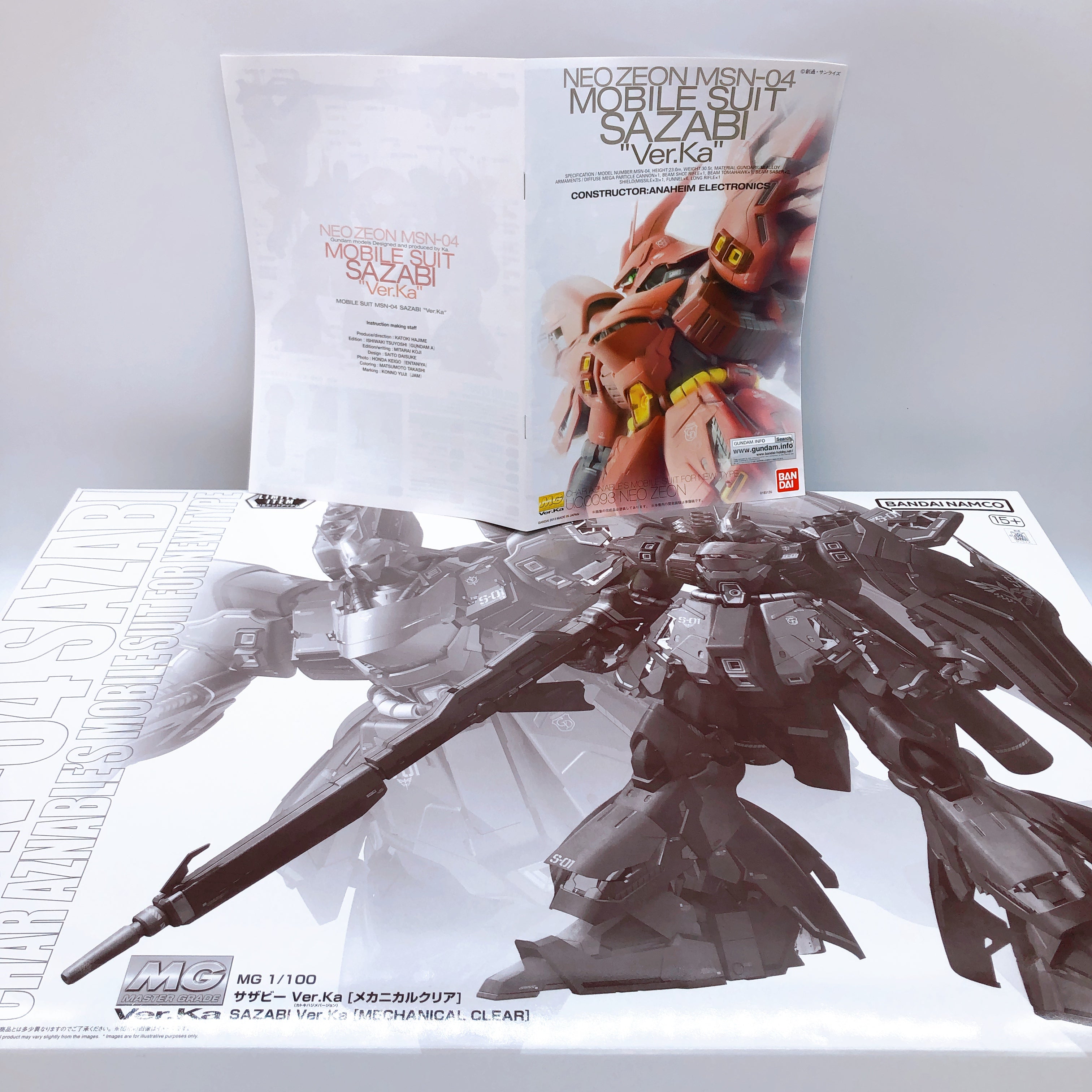 MG 1/100 Sazabi Ver.Ka Mechanical Clear Limited Model Kit Bandai NEW FASTSHIP