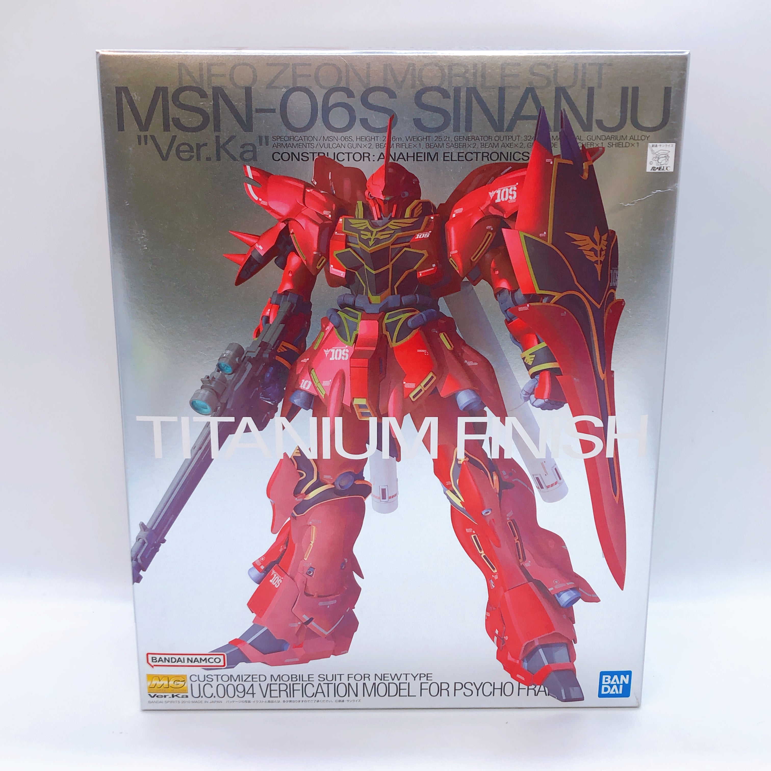MG 1/100 Sinanju Ver.Ka Titanium Finish MSN-06S Rare Model Kit 15+ Bandai Japan