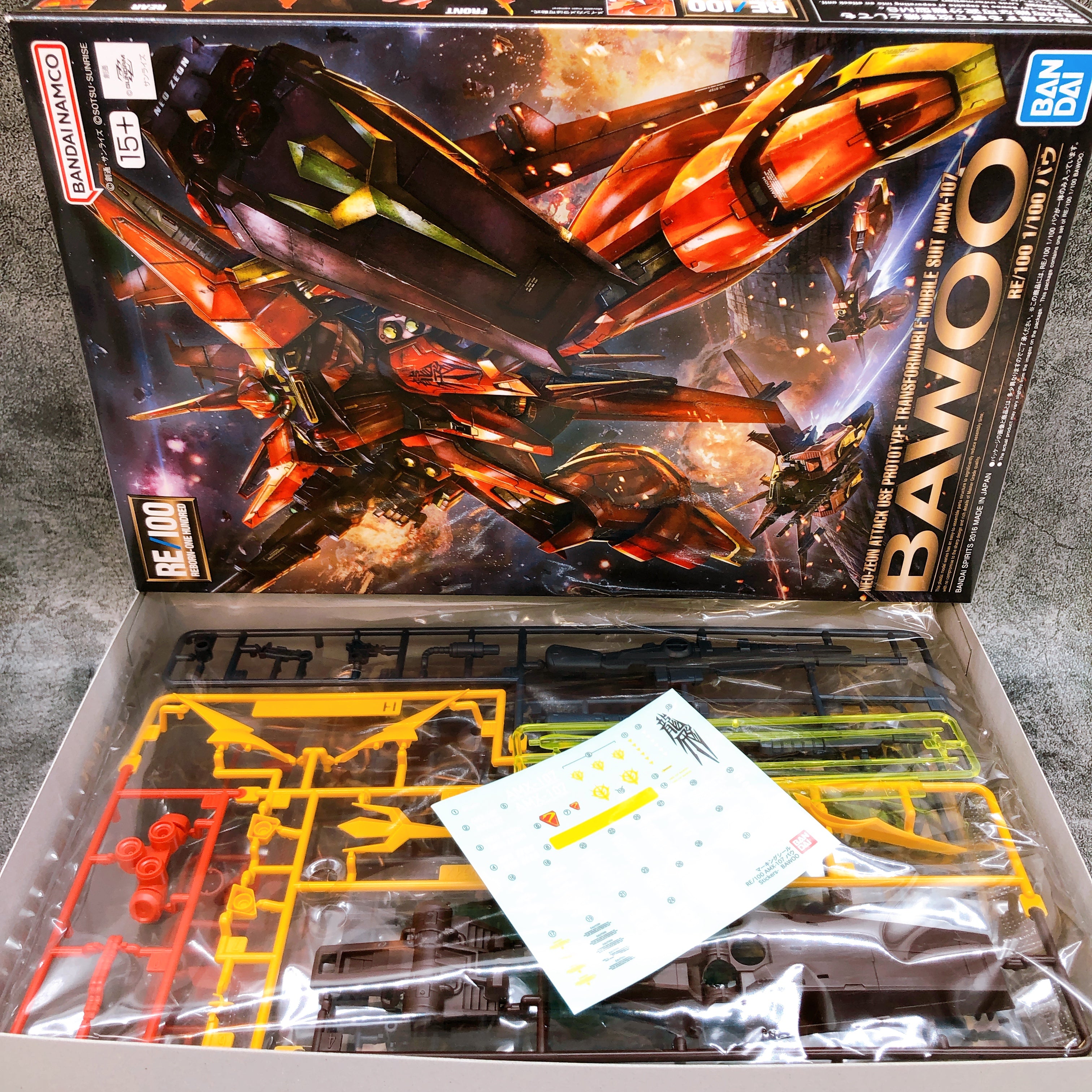 RE/100 1/100 Bawoo AMX-107 Gundam Gunpla Plastic Model Kit Bandai NEW FASTSHIP