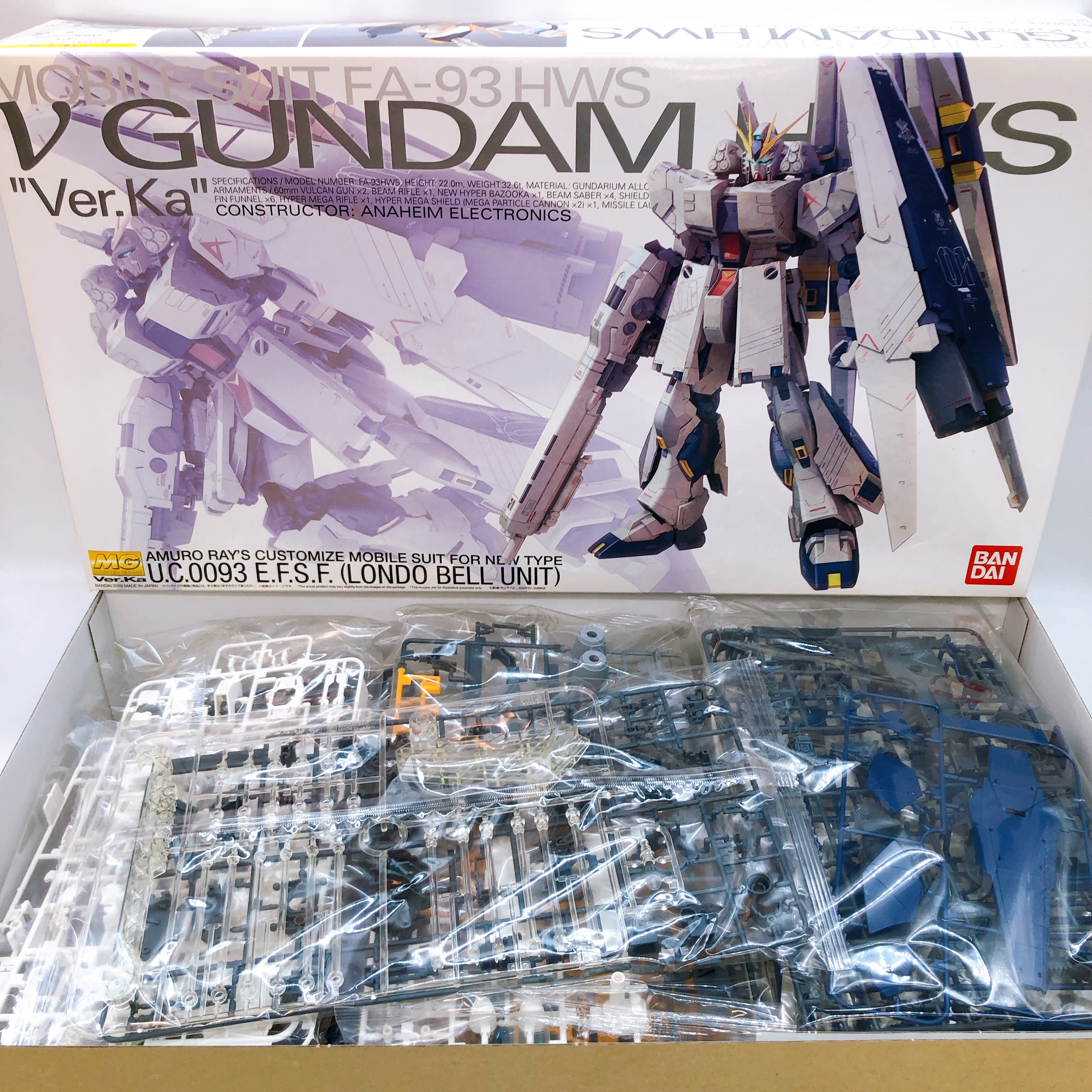 MG 1/100 FA-93 HWS Nu Gundam HWS Ver.Ka Model Kit Premium Bandai from