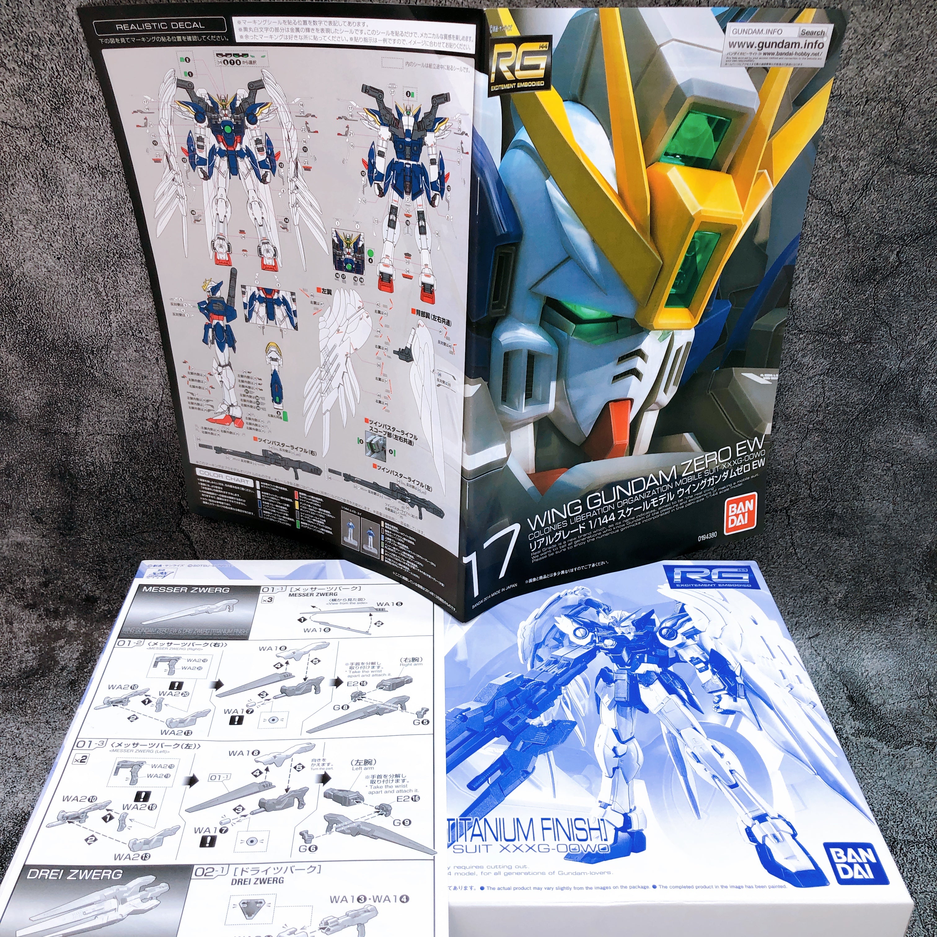 RG 1/144 Wing Gundam Zero EW & Drei Zwerg Titanium Finish Kit Premium Bandai NEW