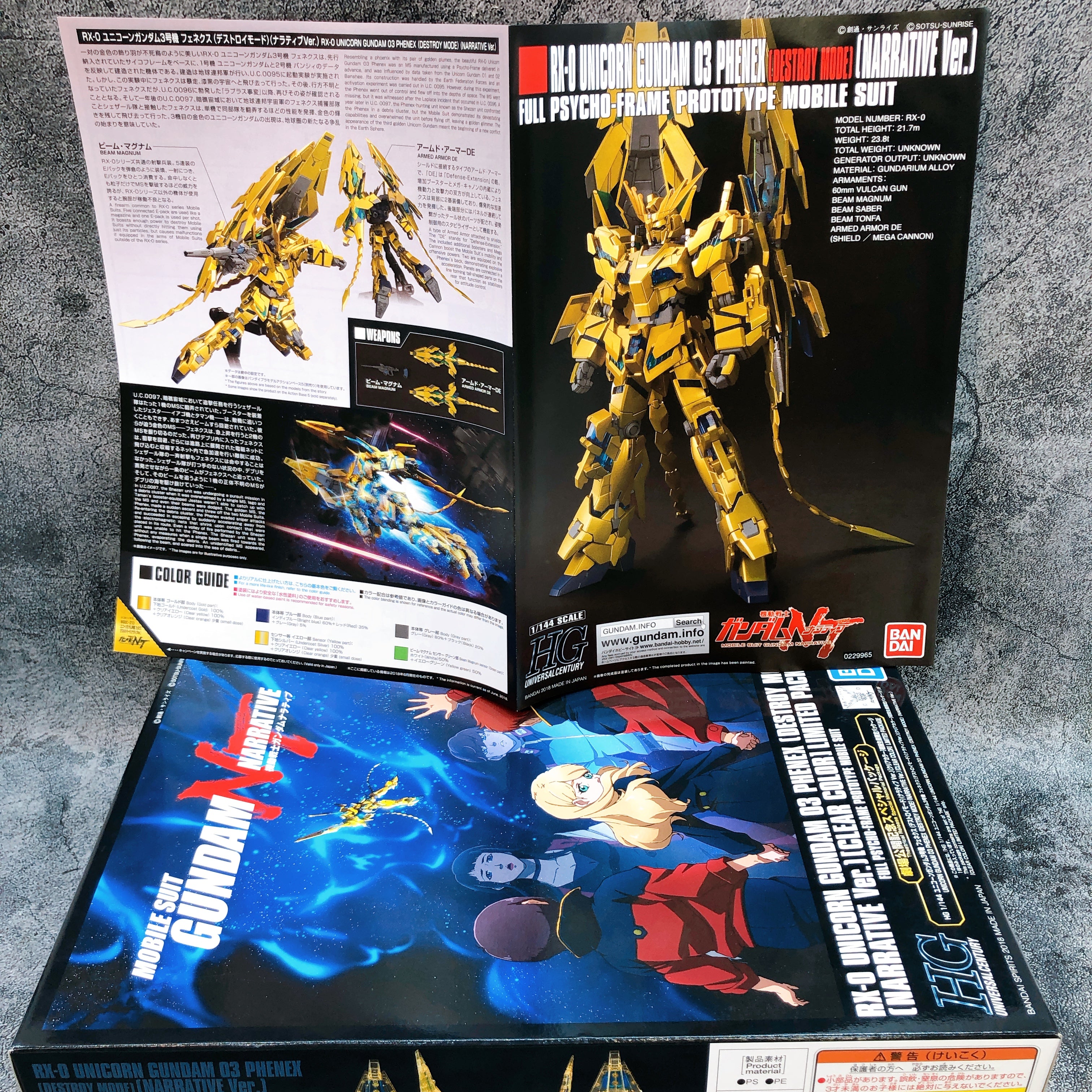 HG 1/144 Unicorn Gundam 03 Phenex Destroy Mode Clear Color Limited Kit Bandai