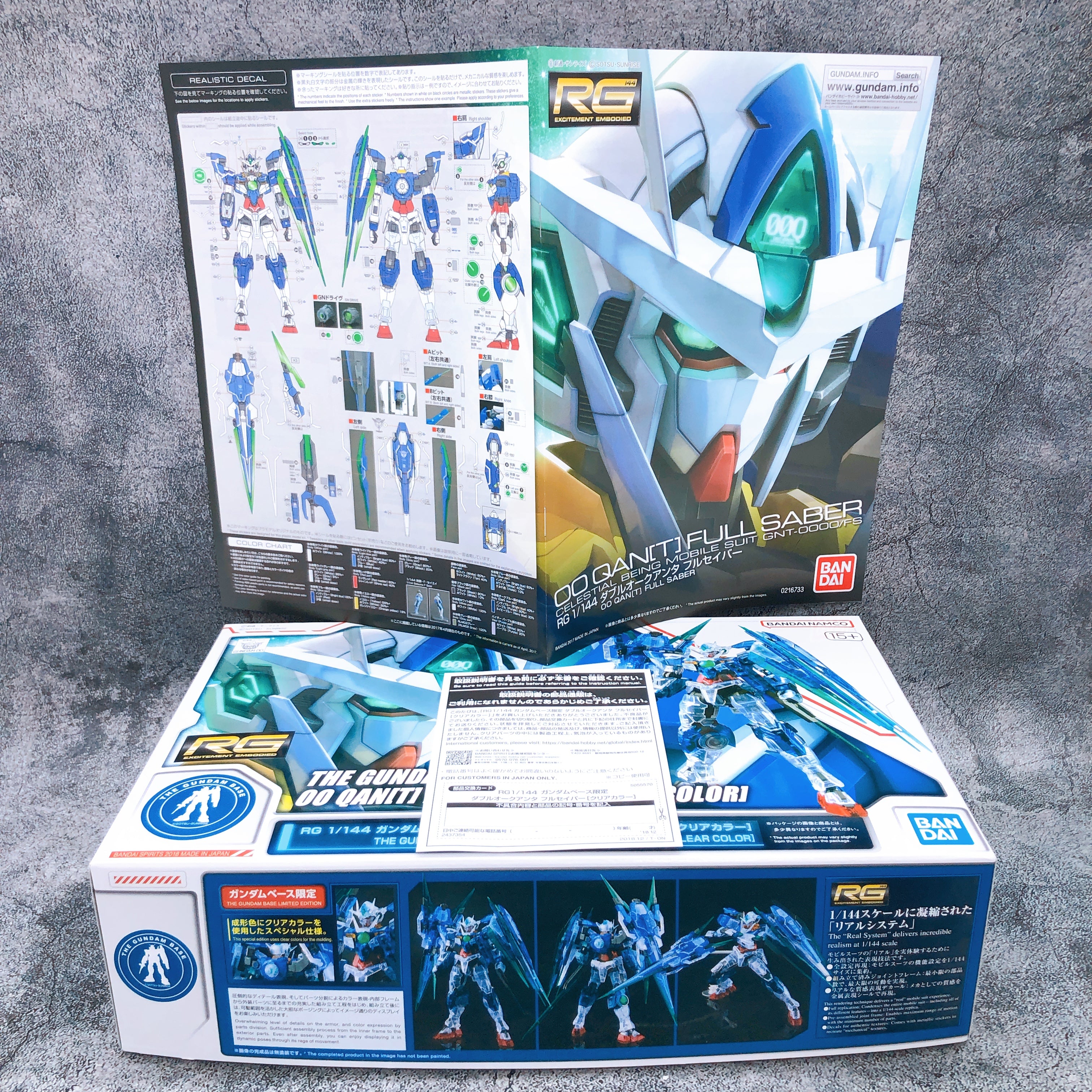 RG 1/144 00 Qan[T] Full Saber Clear Color Limited Model Kit Bandai NEW