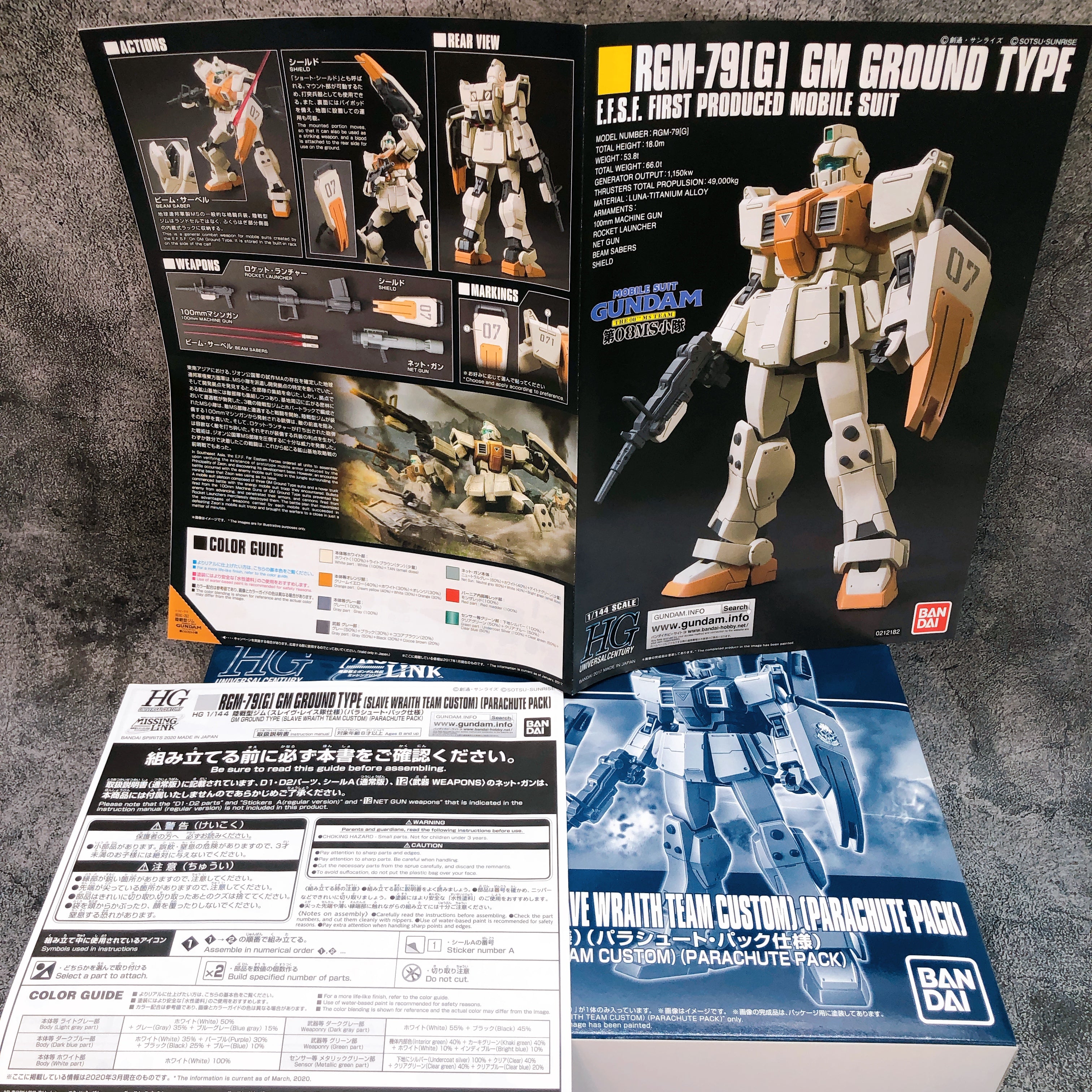 HG 1/144 GM Ground Type Slave Wraith Parachute Pack Model Kit Premium Bandai NEW