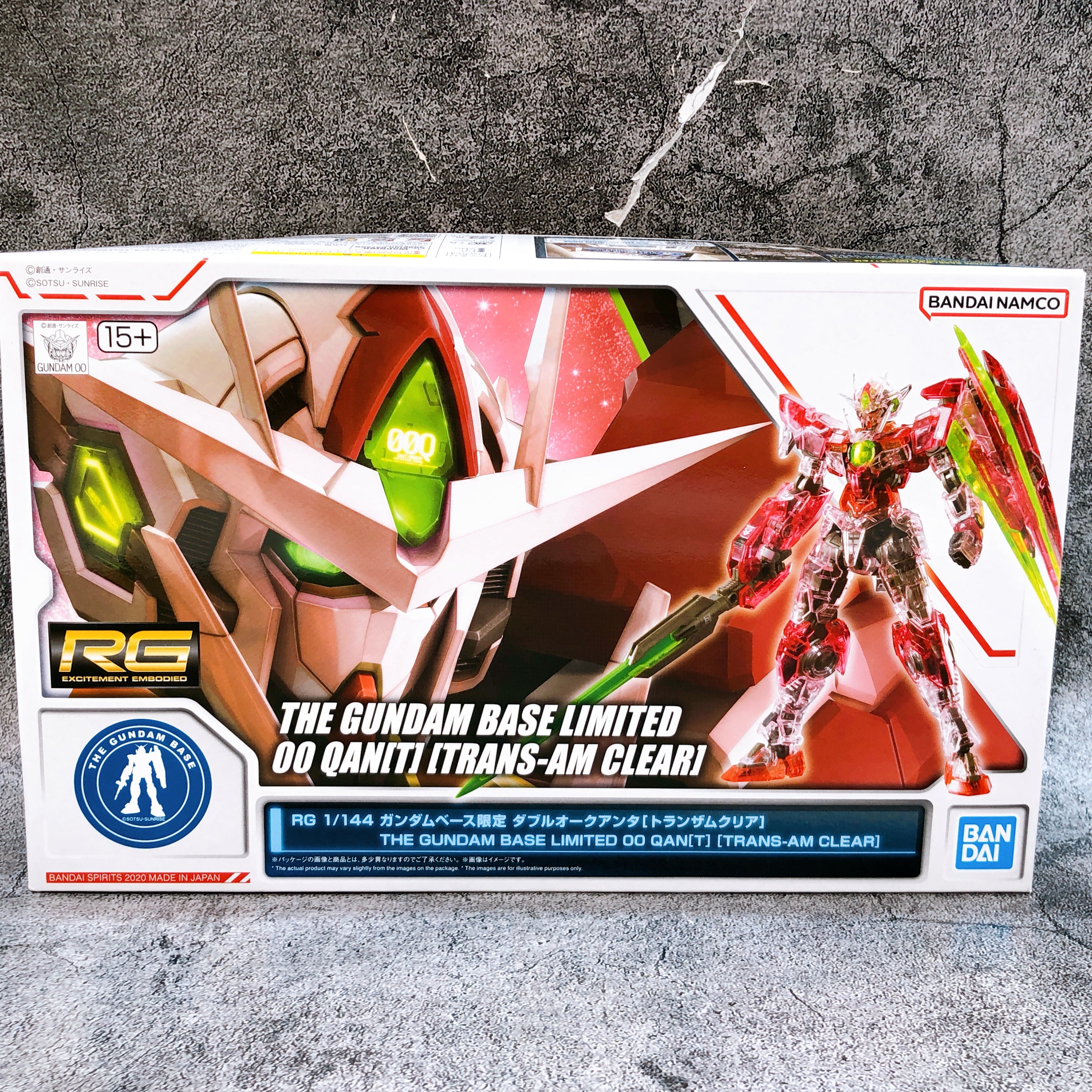 RG 1/144 00 Qan[T] TRANS-AM Clear Gundam Base Limited Model Kit 15+ Bandai NEW