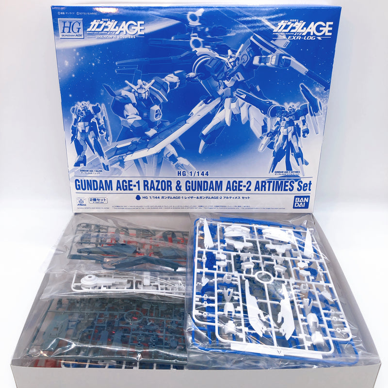 HG 1/144 Gundam Age-1 Razor & Age-2 Artimes Set Gunpla Kit Premium Bandai NEW