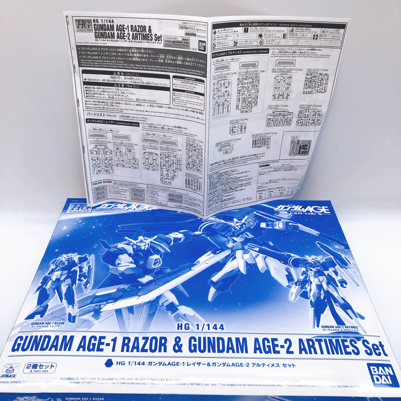 HG 1/144 Gundam Age-1 Razor & Age-2 Artimes Set Gunpla Kit Premium Bandai NEW