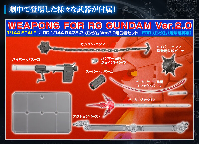 RG 1/144 Weapon Set for RX-78-2 Gundam Ver.2.0 Model Kit Premium Bandai NEW