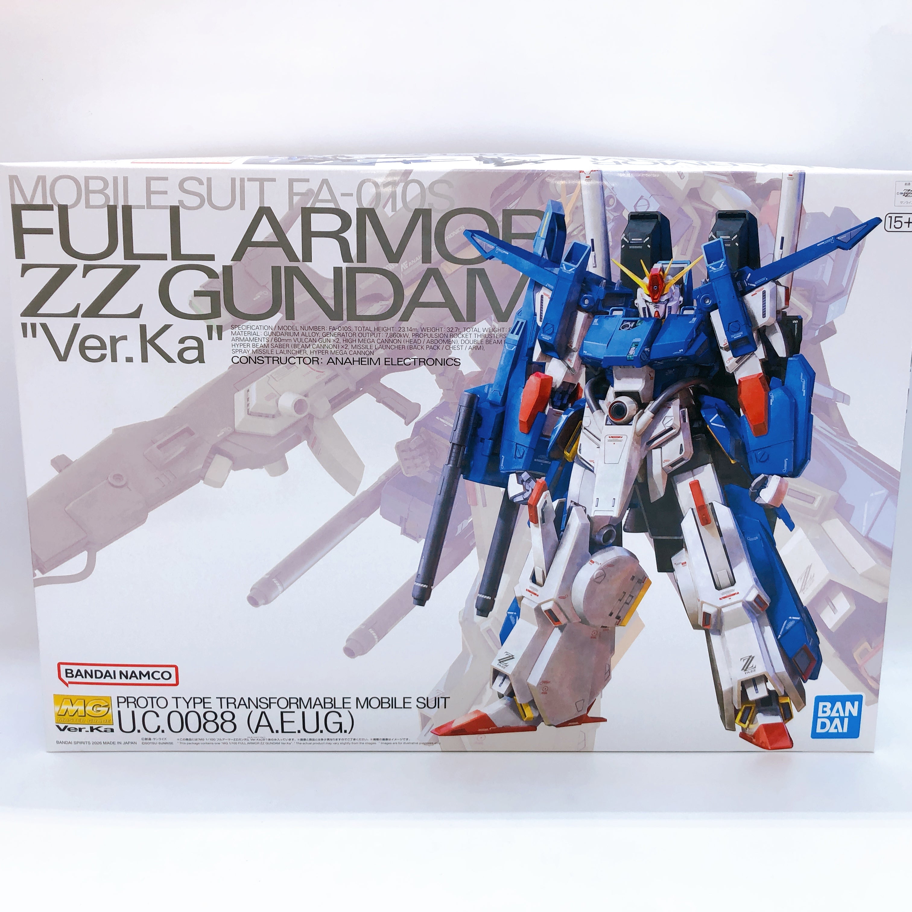 MG 1/100 Full Armor ZZ Gundam Ver.Ka Gunpla Model Kit Bandai Japan NEW