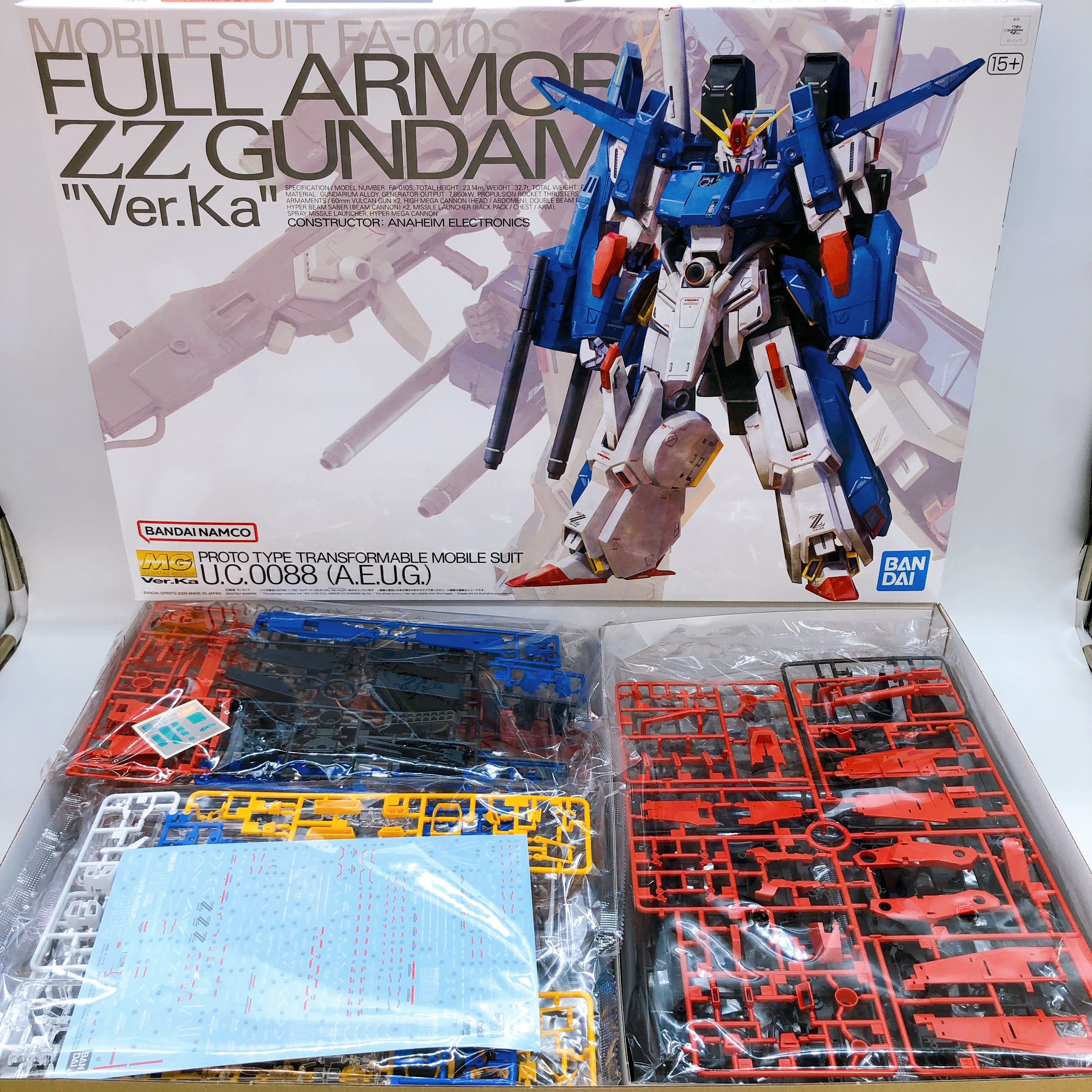 MG 1/100 Full Armor ZZ Gundam Ver.Ka Gunpla Model Kit Bandai Japan NEW FASTSHIP