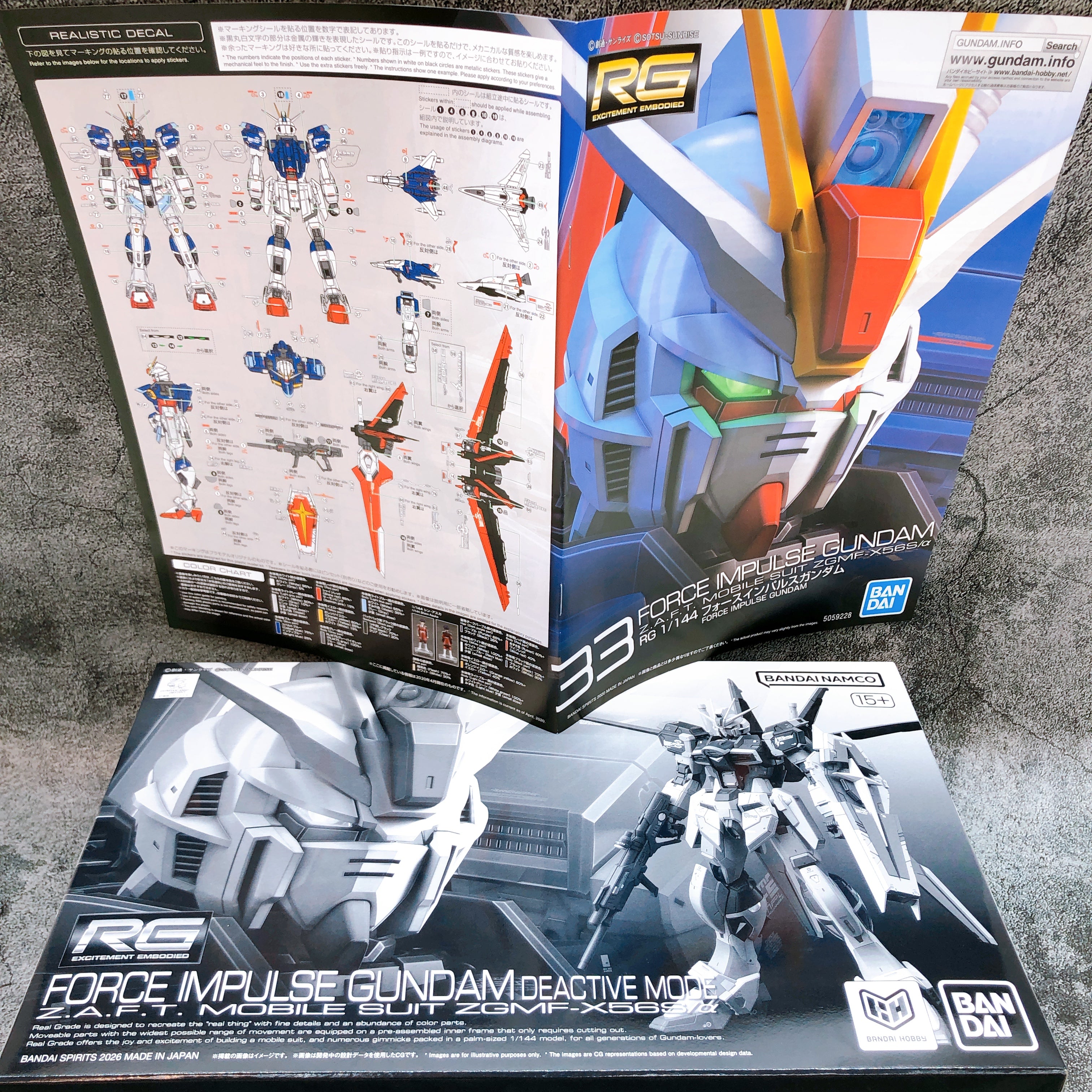 RG 1/144 Force Impulse Gundam Deactive Mode Model Kit 15+ Premium Bandai Japan