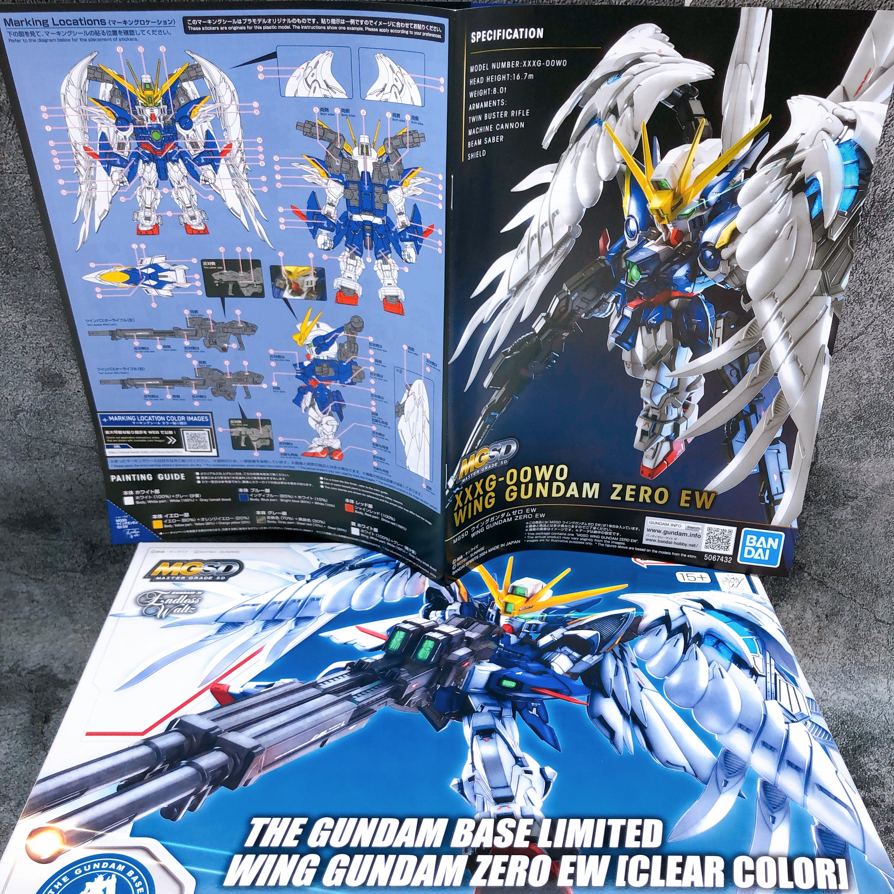 MGSD Wing Gundam Zero EW Clear Color Gundam Base Limited Kit 15+ Bandai Japan