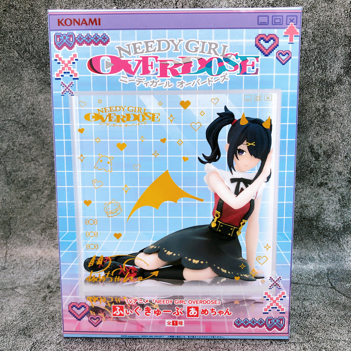 NEEDY GIRL OVERDOSE Ame-chan Fig Cube Figure Konami Japan AUTHENTIC FASTSHIP 15+