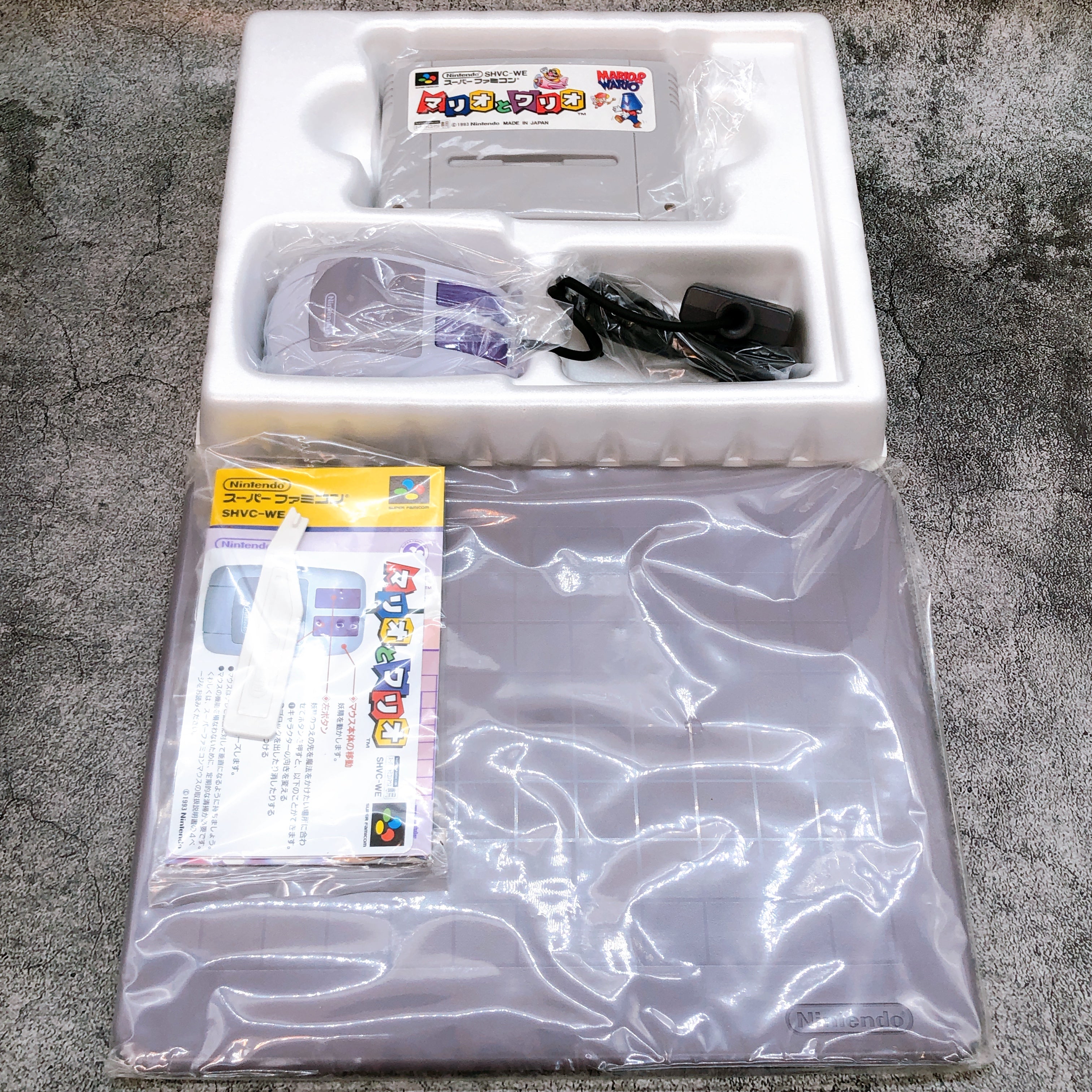 Nintendo Super Famicom Mario & Wario Mouse SET Japan SNES SFC Game