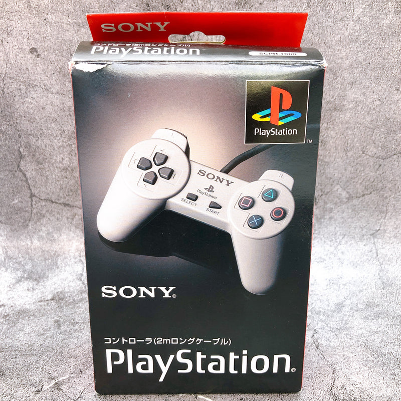 PS1 2m Long Cable Controller Pad SCPH-1080 Boxed Gray Sony Playstation Official