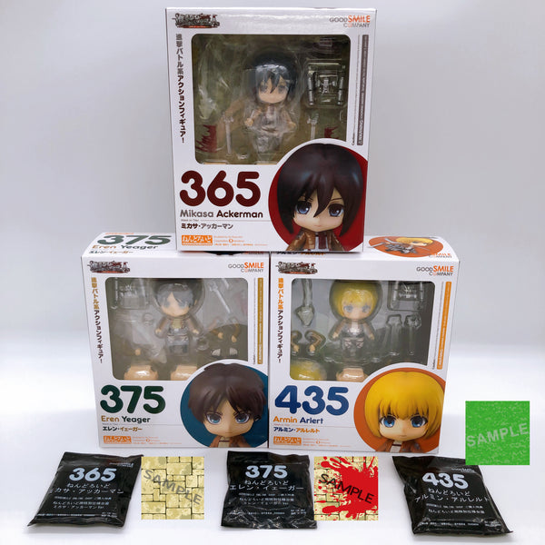 (w/Bonus) Nendoroid Attack on Titan Mikasa Eren Armin Set of 3 Action Figure NEW